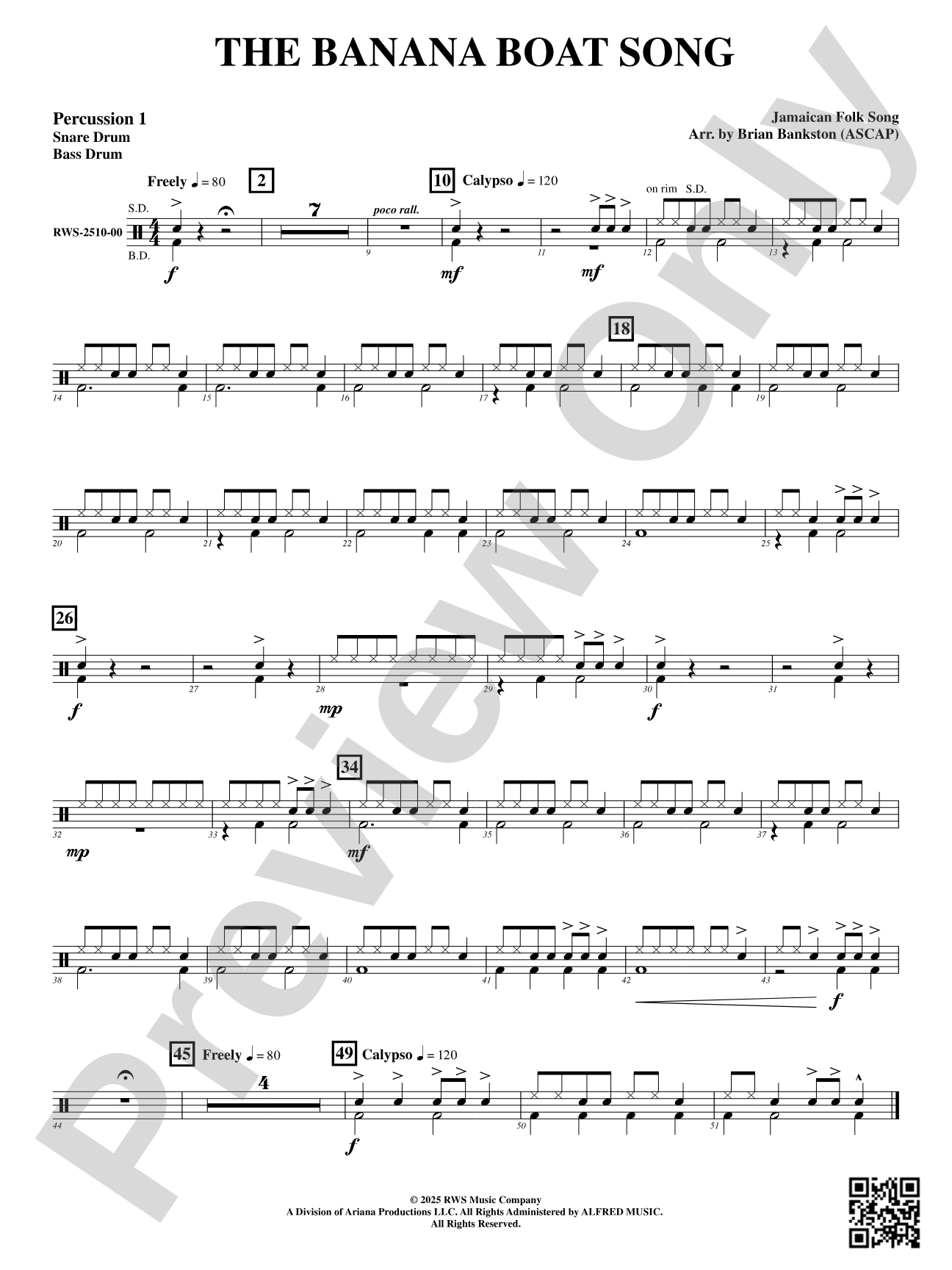 The Banana Boat Song: 1st Percussion