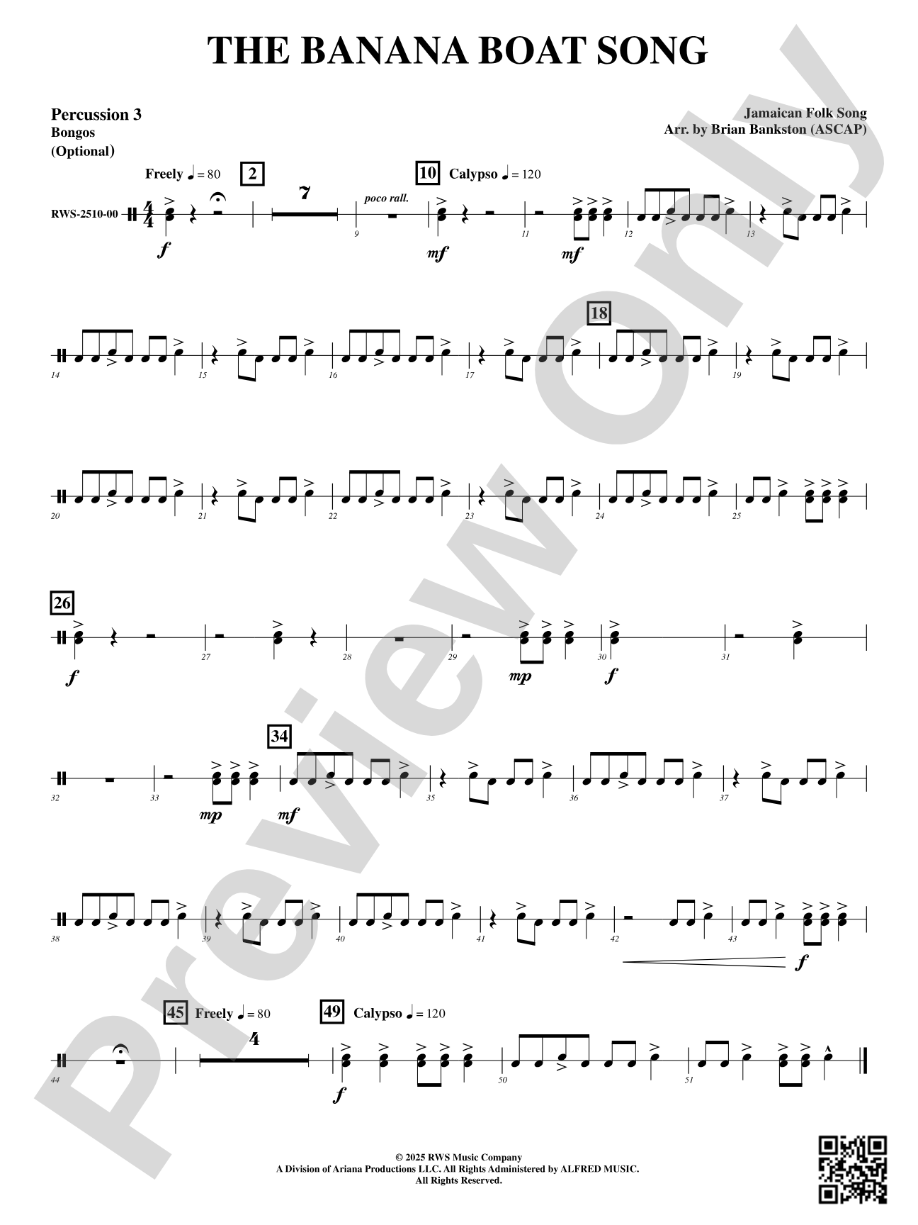 The Banana Boat Song: 3rd Percussion