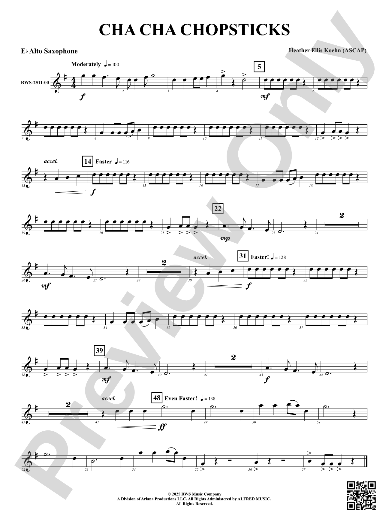Cha Cha Chopsticks: E-flat Alto Saxophone