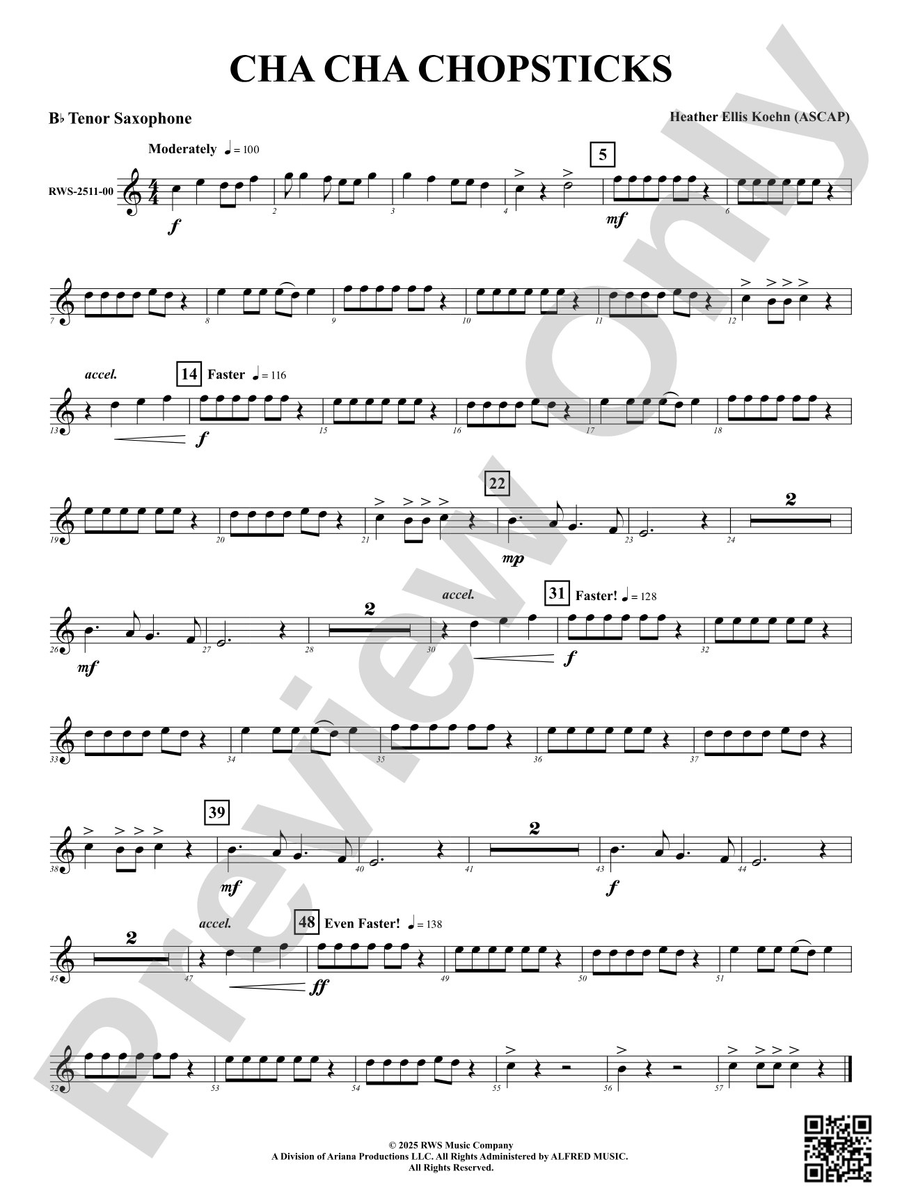 Cha Cha Chopsticks: B-flat Tenor Saxophone