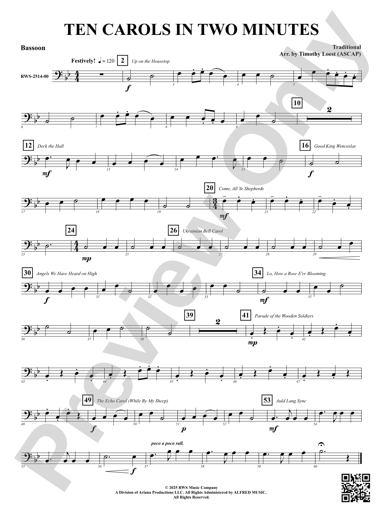 Ten Carols In Two Minutes: Bassoon