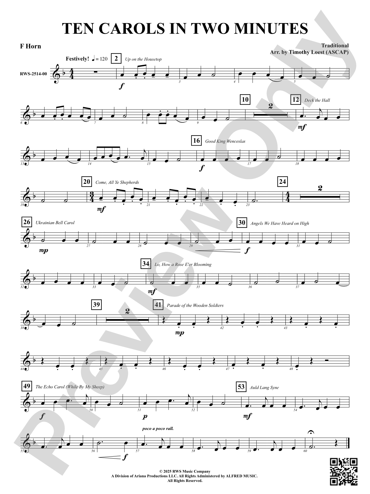 Ten Carols In Two Minutes: F Horn