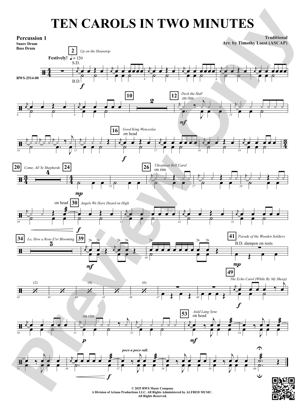 Ten Carols In Two Minutes: 1st Percussion