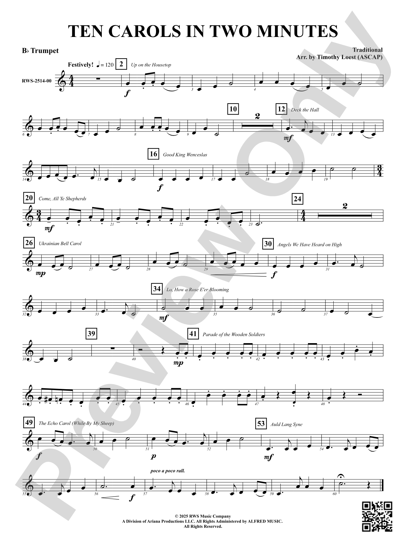Ten Carols In Two Minutes: B-flat Trumpet