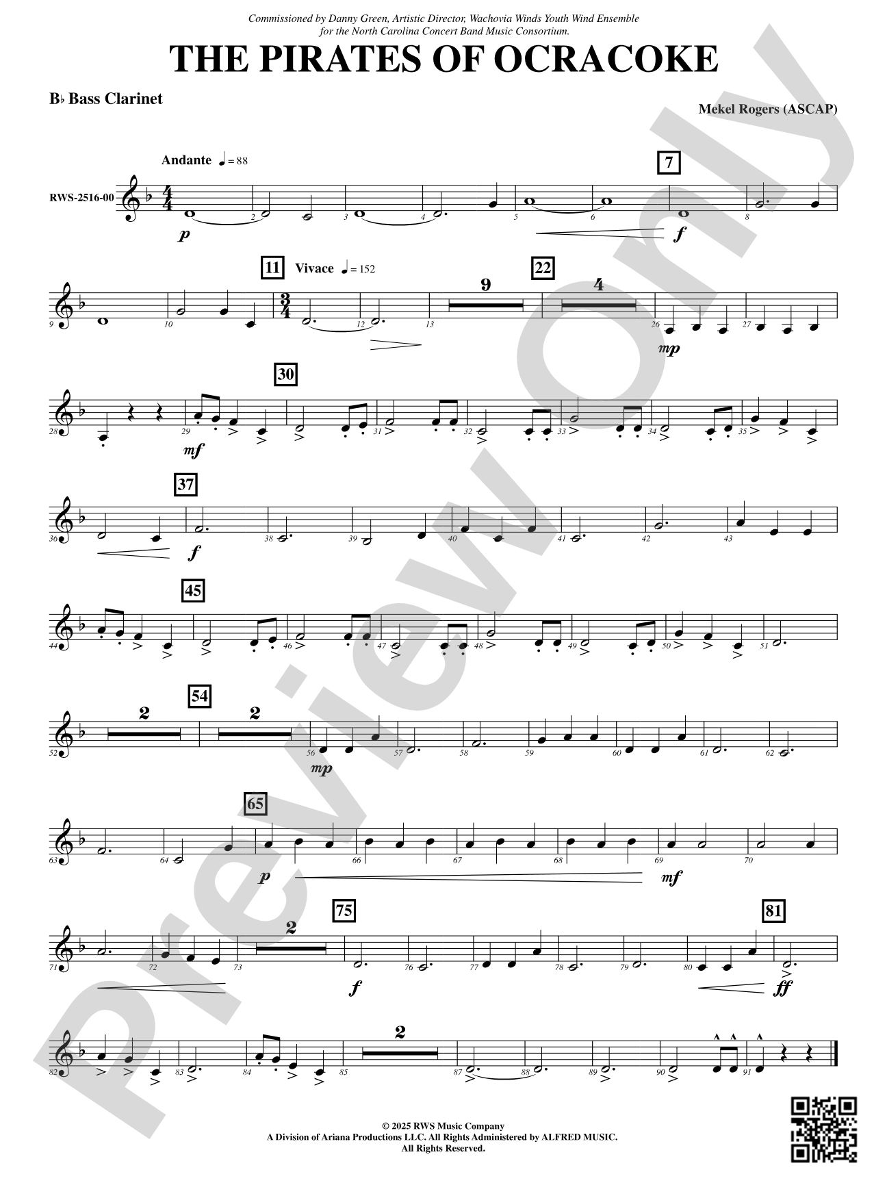 The Pirates Of Ocracoke: B-flat Bass Clarinet