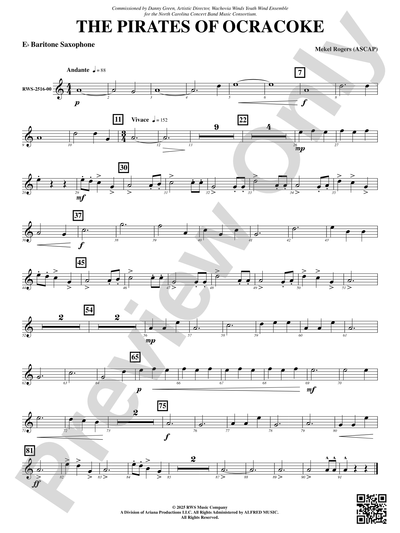 The Pirates Of Ocracoke: E-flat Baritone Saxophone