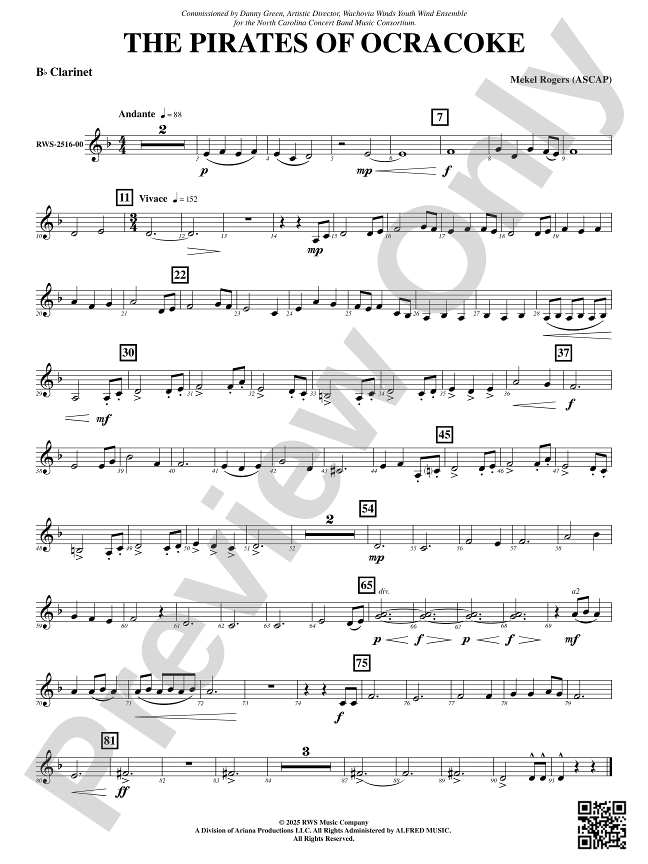 The Pirates Of Ocracoke: B-flat Clarinet