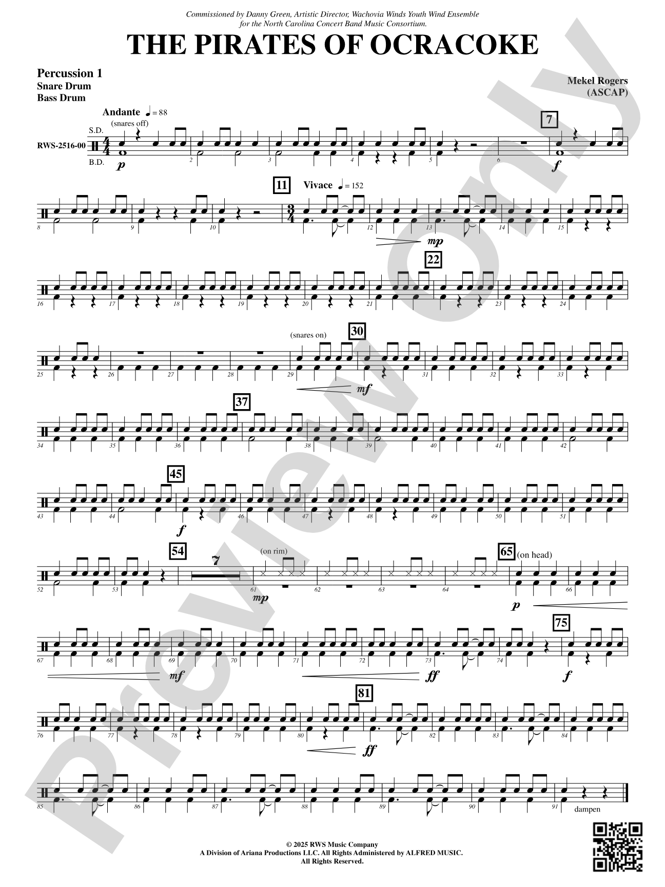 The Pirates Of Ocracoke: 1st Percussion
