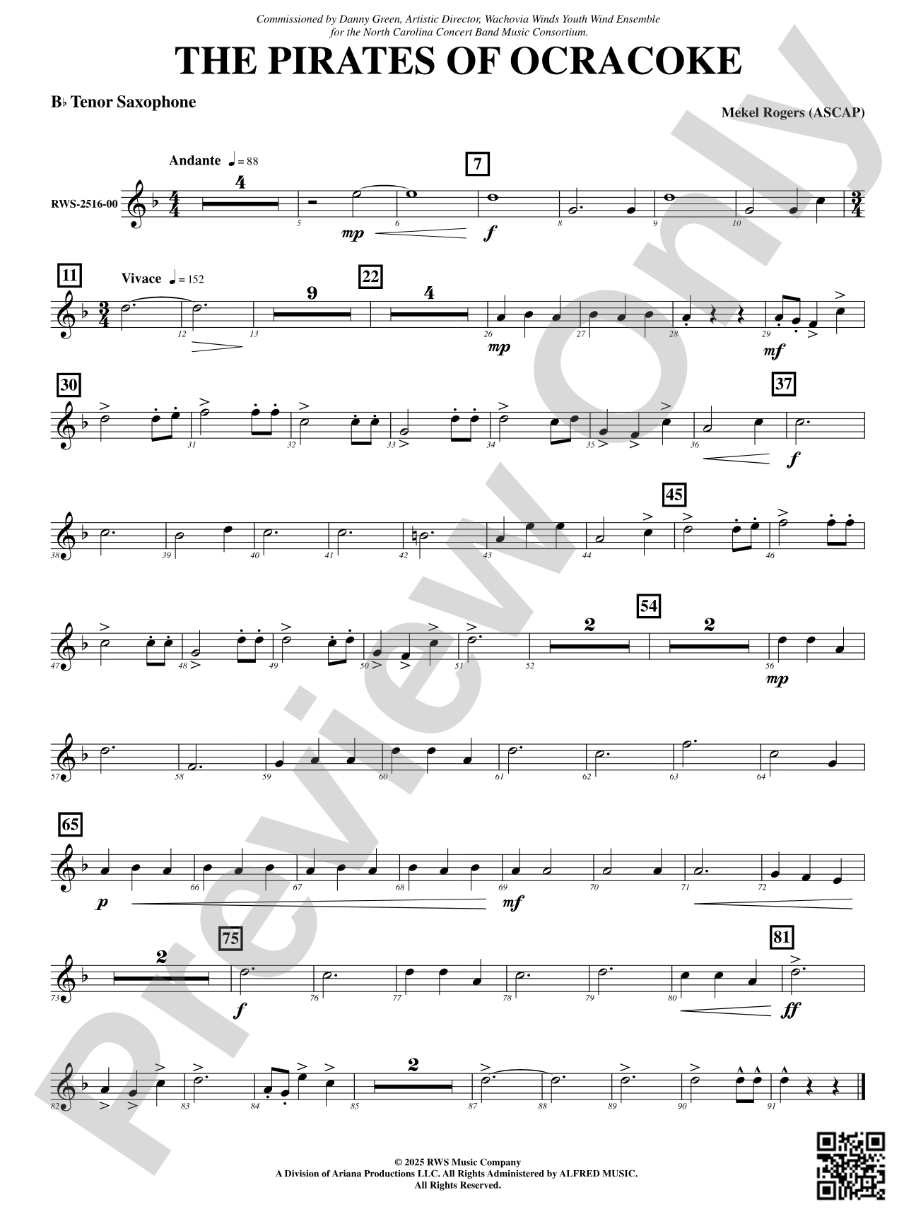 The Pirates Of Ocracoke: B-flat Tenor Saxophone