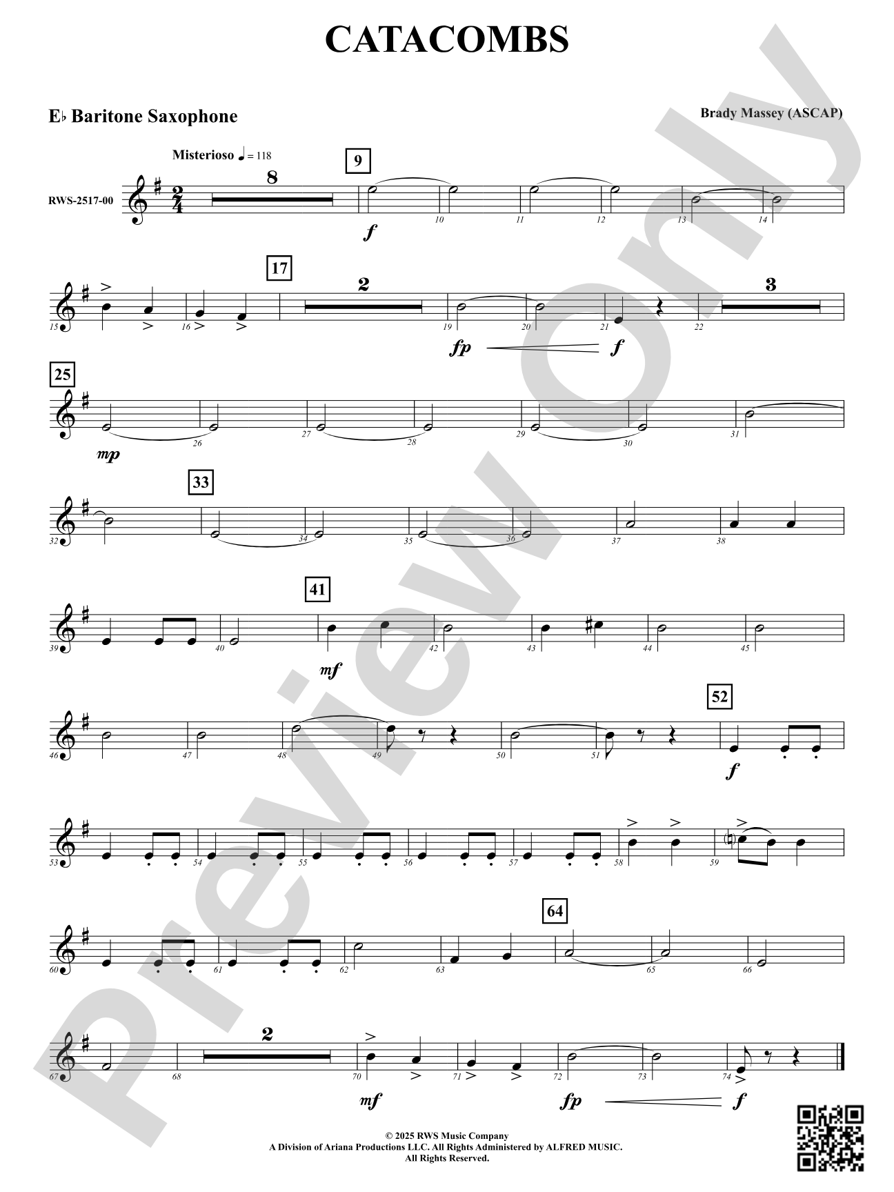Catacombs: E-flat Baritone Saxophone