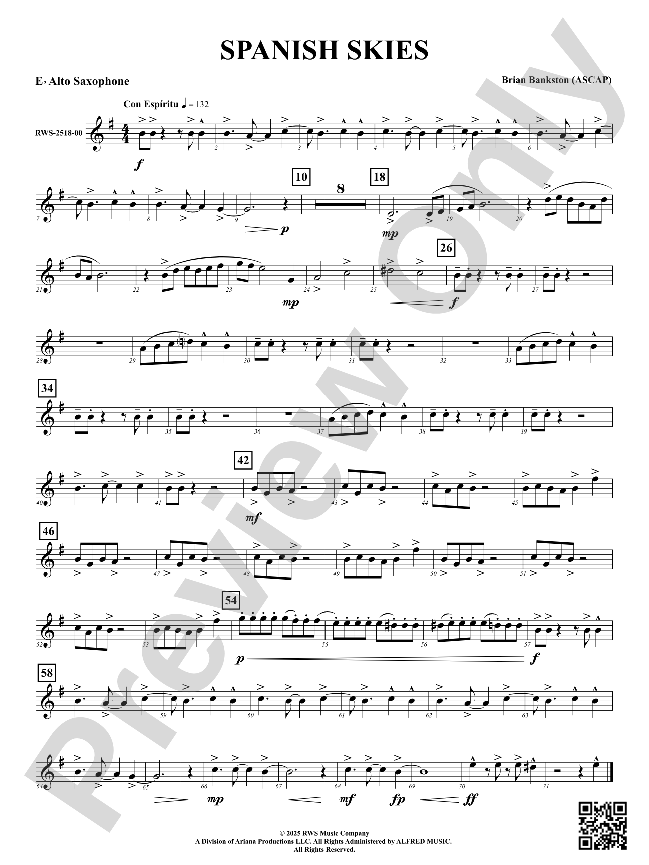 Spanish Skies: E-flat Alto Saxophone