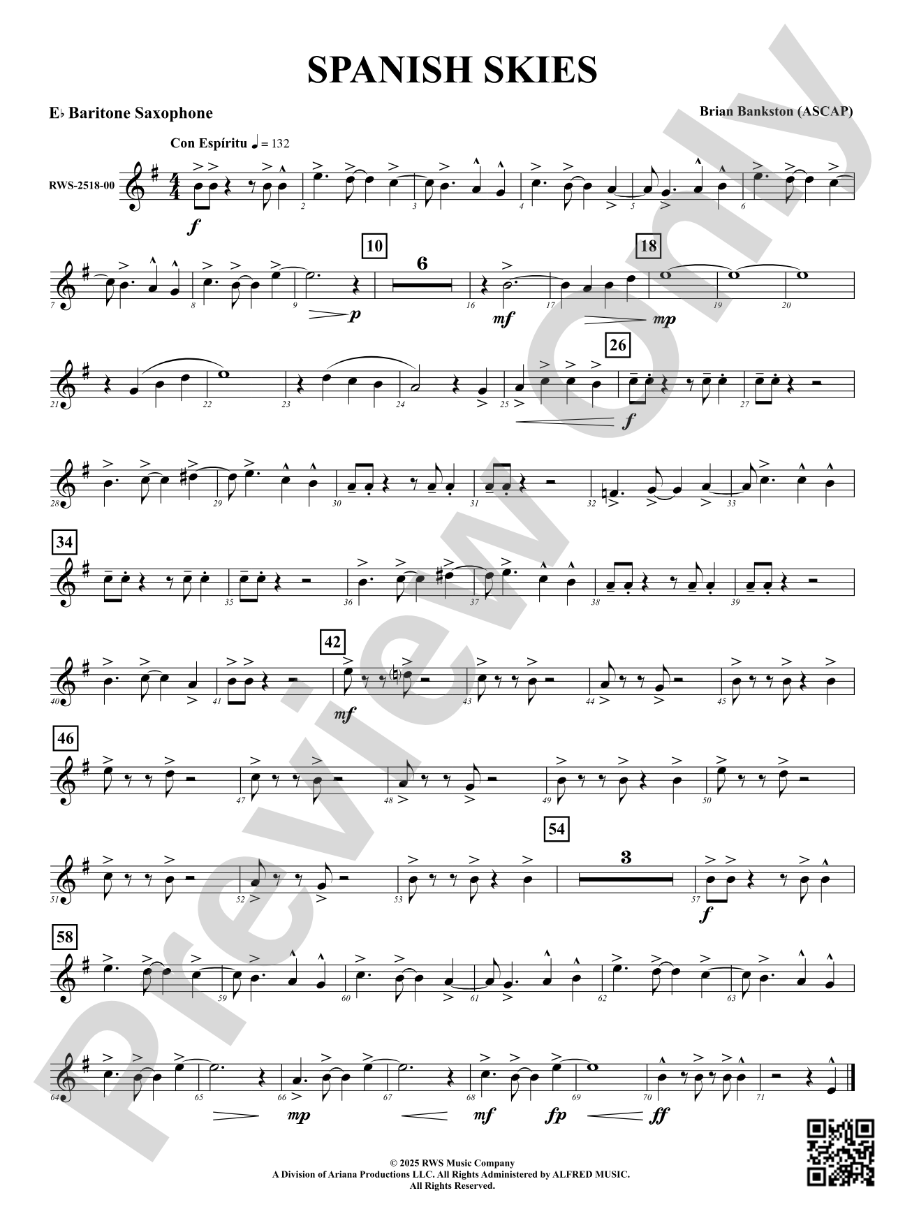 Spanish Skies: E-flat Baritone Saxophone