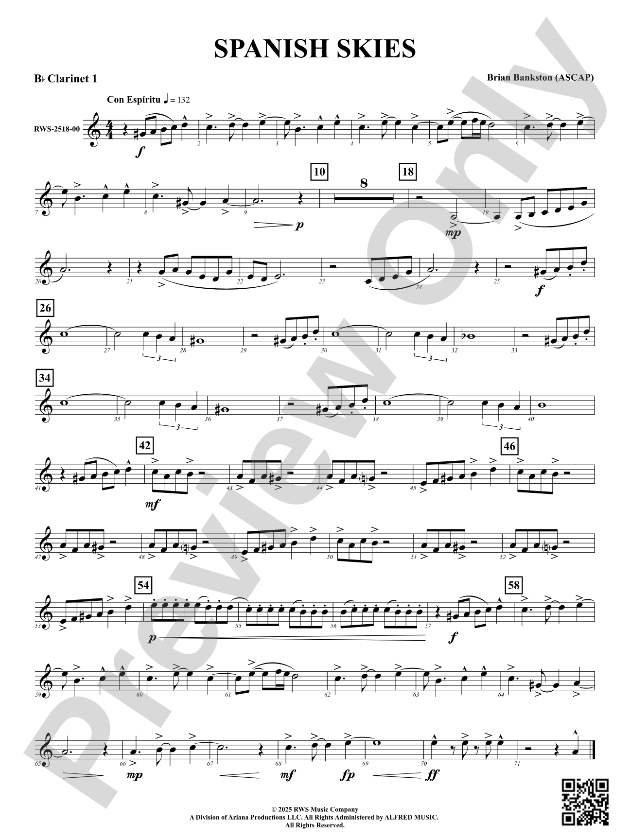 Spanish Skies: 1st B-flat Clarinet