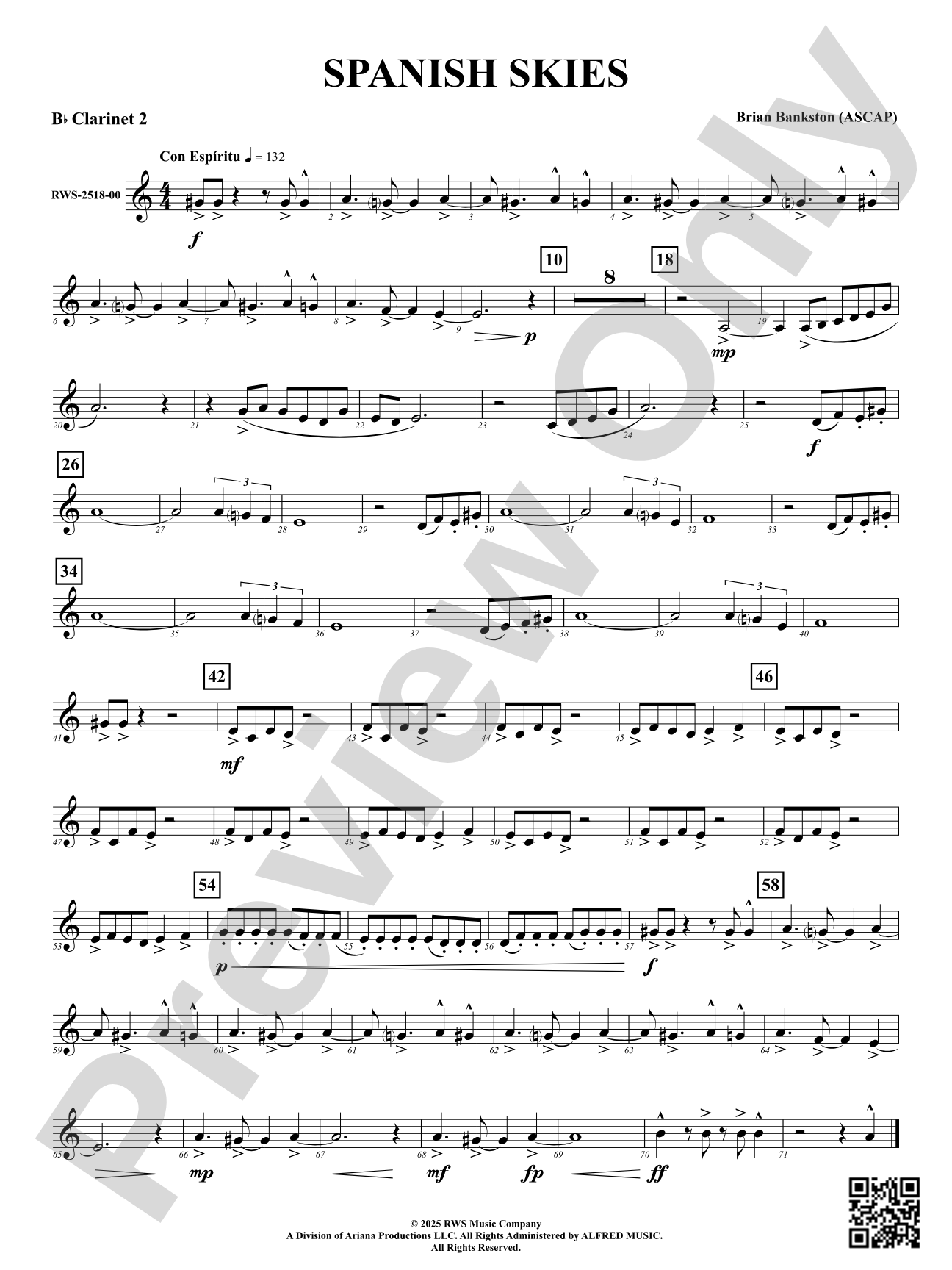 Spanish Skies: 2nd B-flat Clarinet