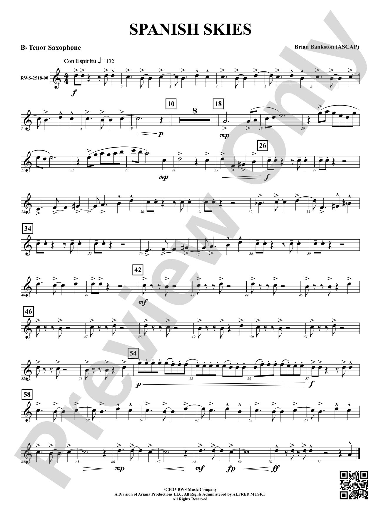 Spanish Skies: B-flat Tenor Saxophone