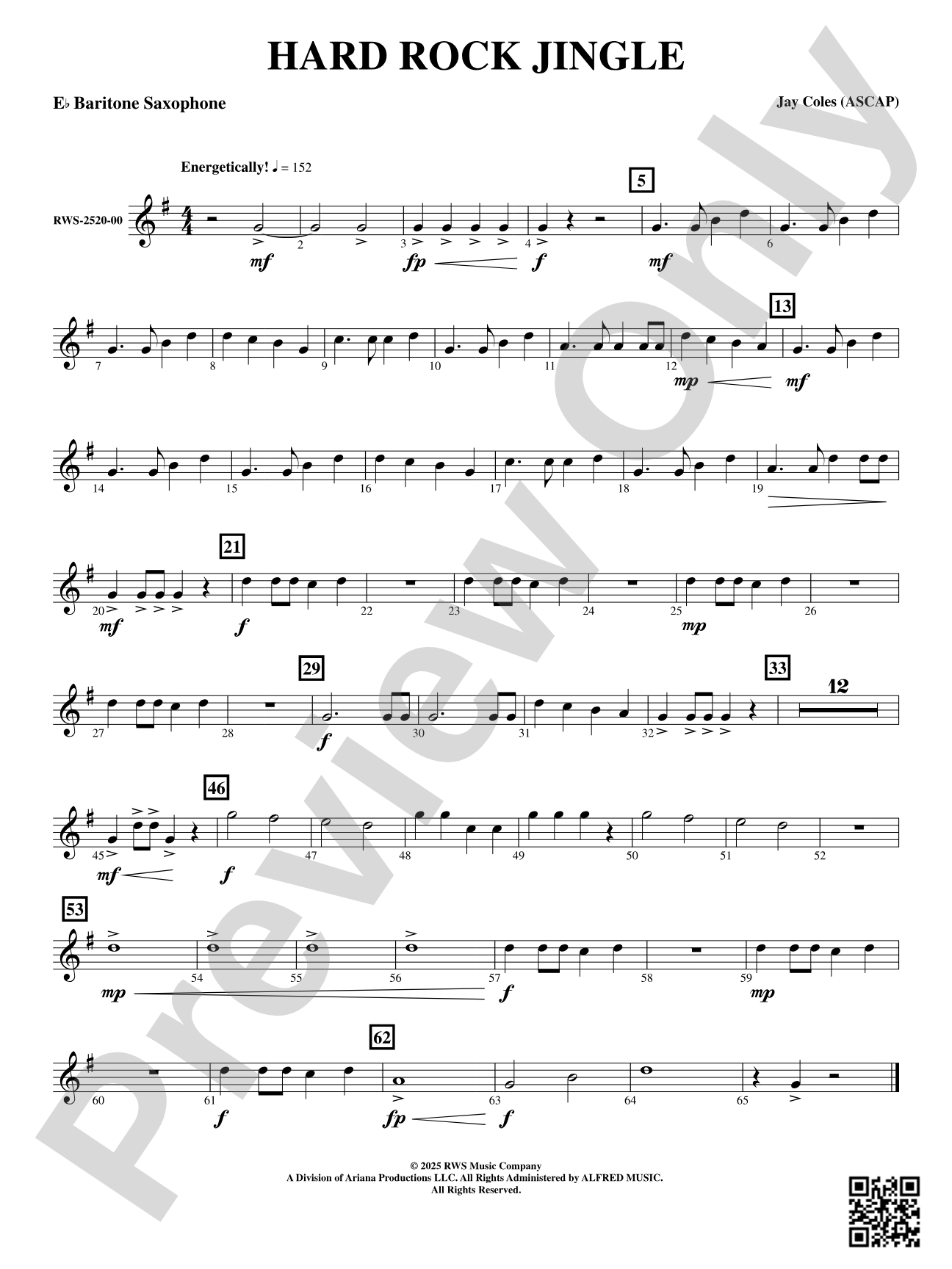 Hard Rock Jingle: E-flat Baritone Saxophone