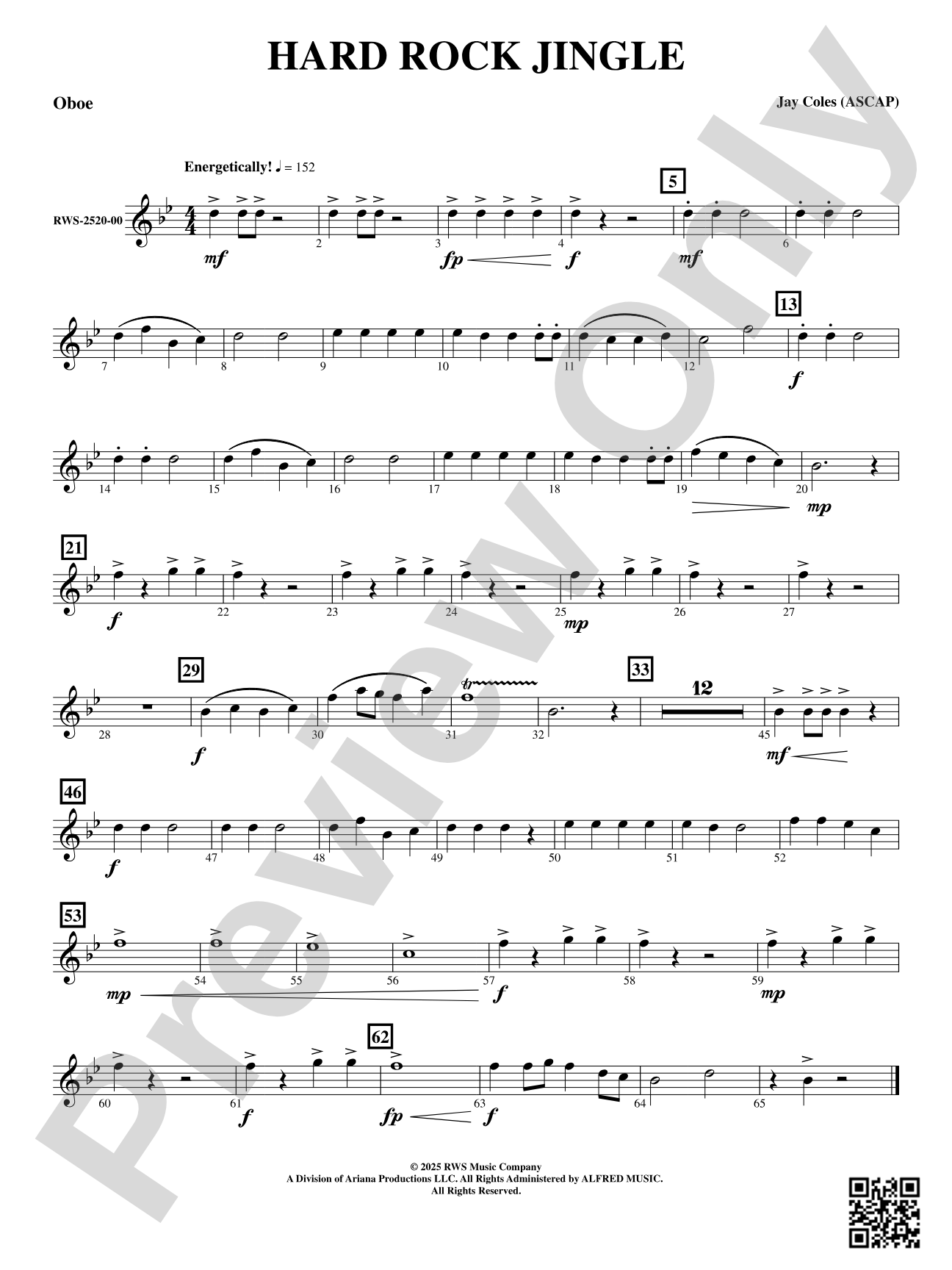Hard Rock Jingle: Oboe (Flute 2 Optional)