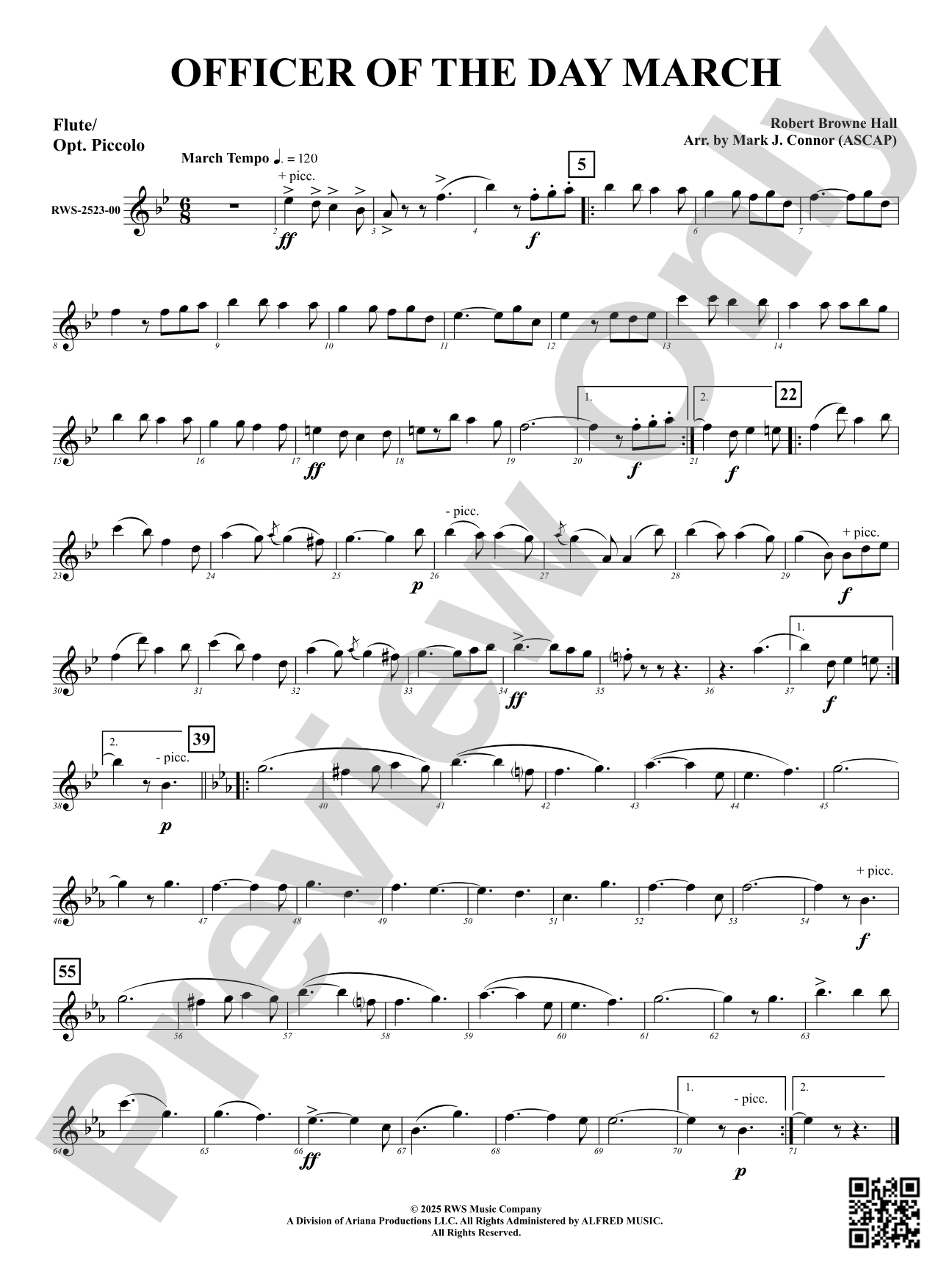 Officer Of The Day March: Flute (Optional Piccolo)