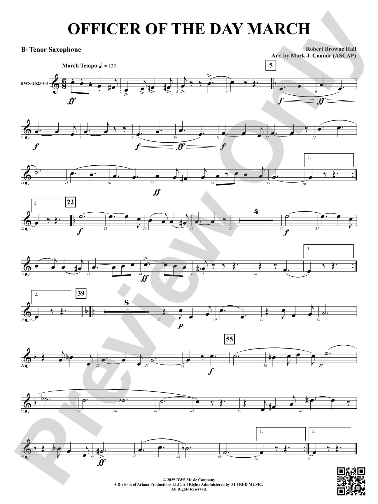 Officer Of The Day March: B-flat Tenor Saxophone
