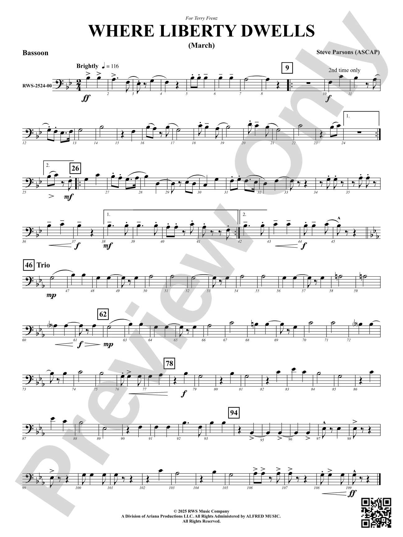 Where Liberty Dwells (March): Bassoon