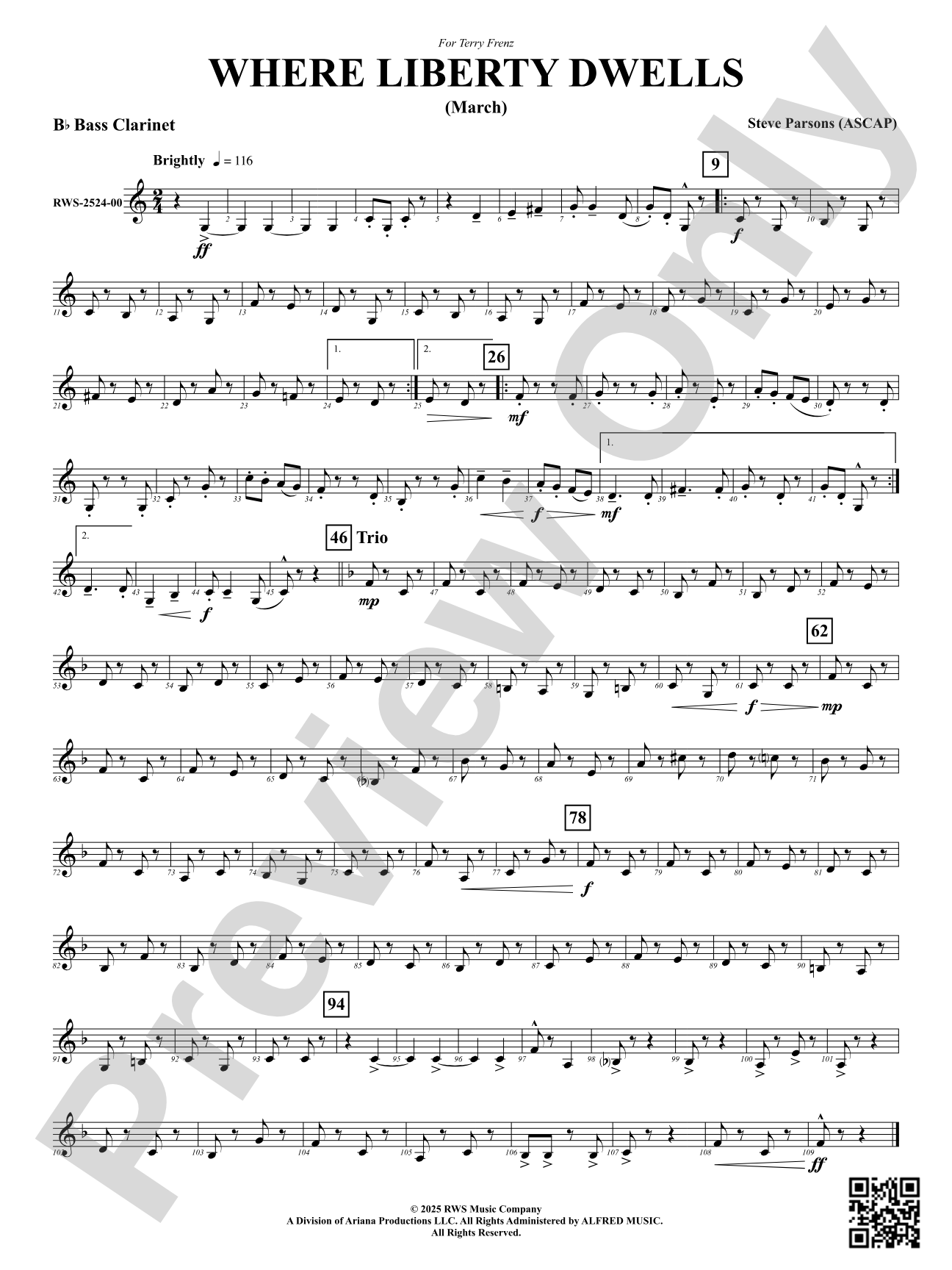 Where Liberty Dwells (March): B-flat Bass Clarinet