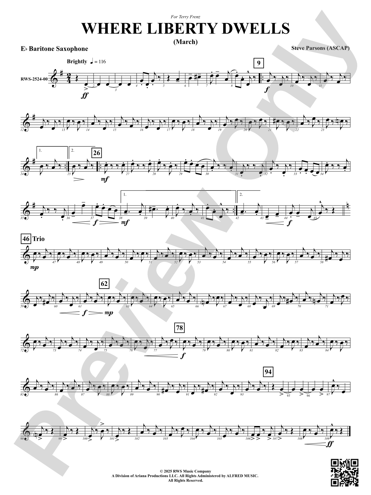Where Liberty Dwells (March): E-flat Baritone Saxophone