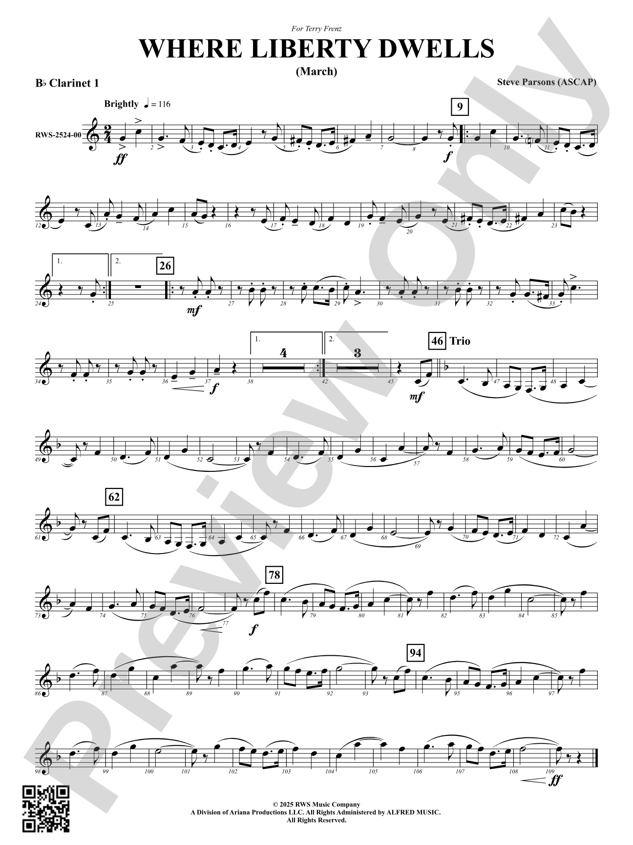 Where Liberty Dwells (March): 1st B-flat Clarinet
