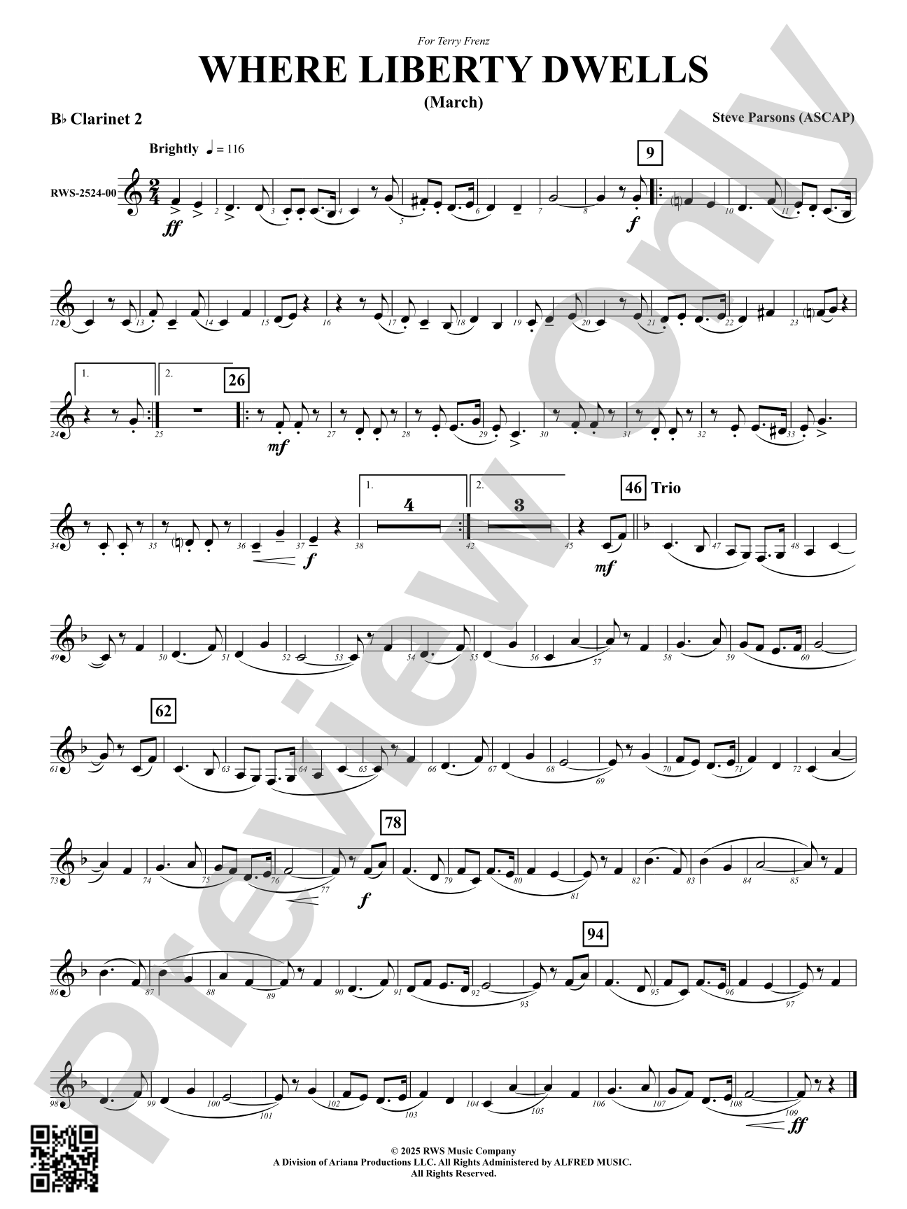 Where Liberty Dwells (March): 2nd B-flat Clarinet