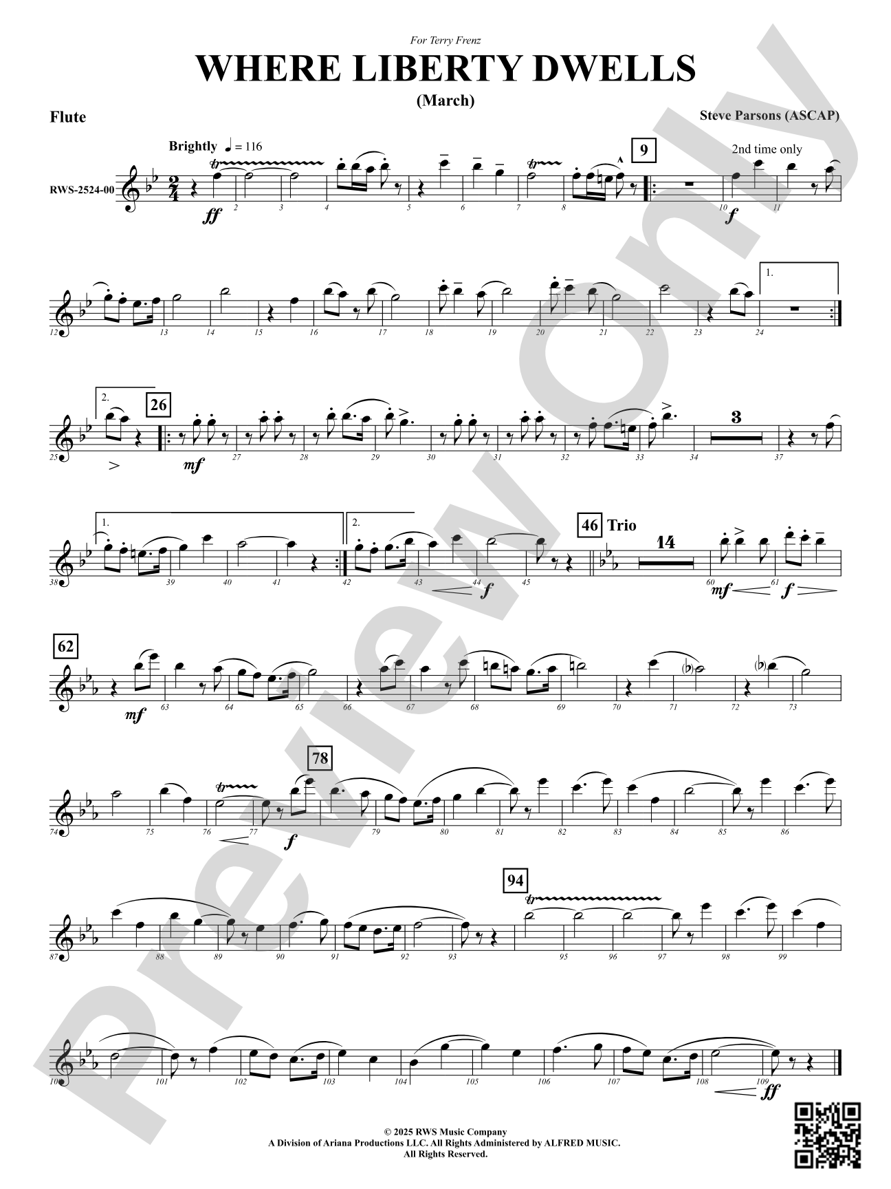 Where Liberty Dwells (March): Flute