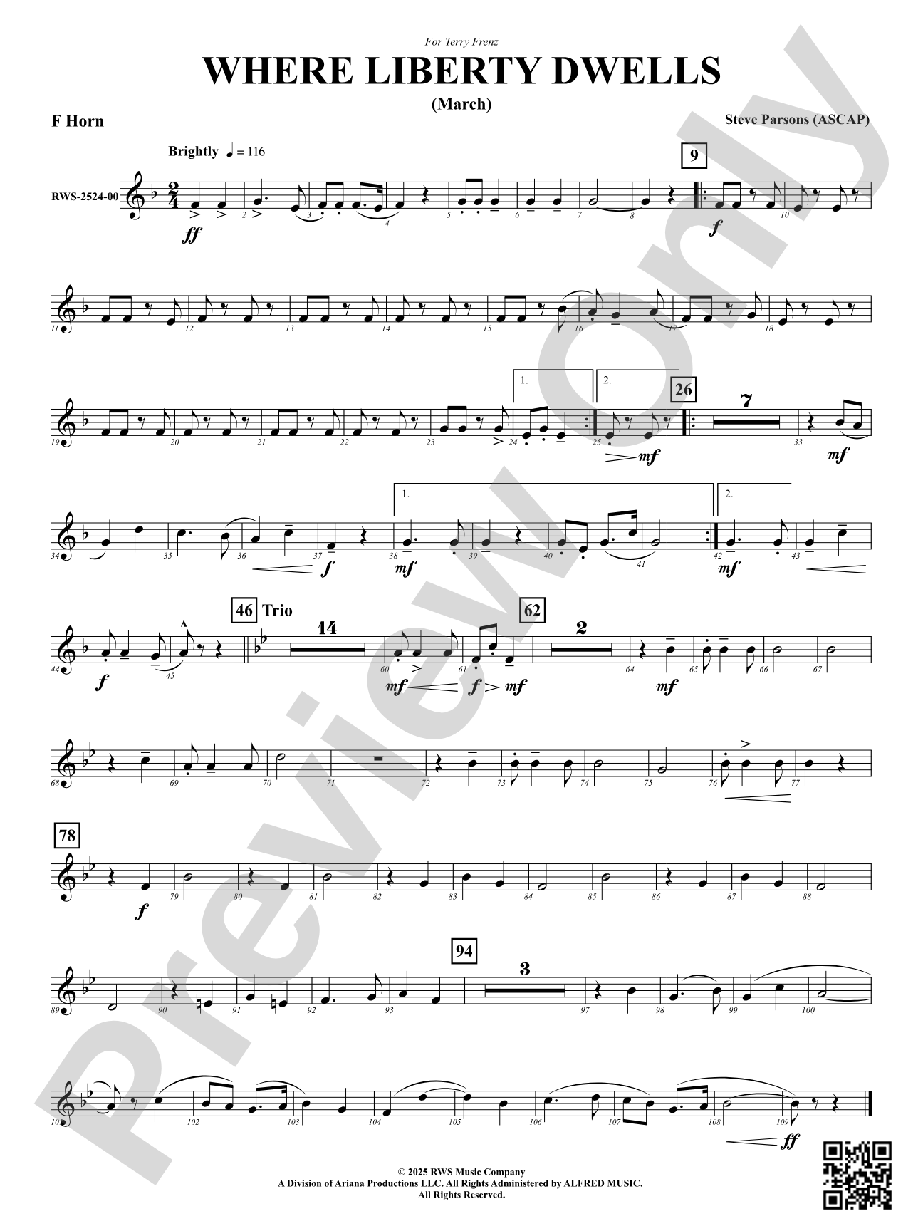 Where Liberty Dwells (March): F Horn