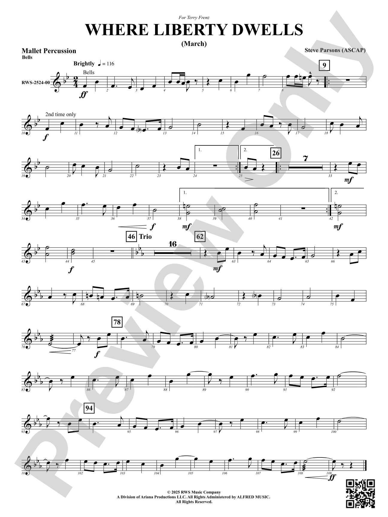 Where Liberty Dwells (March): Mallet Percussion: Bells