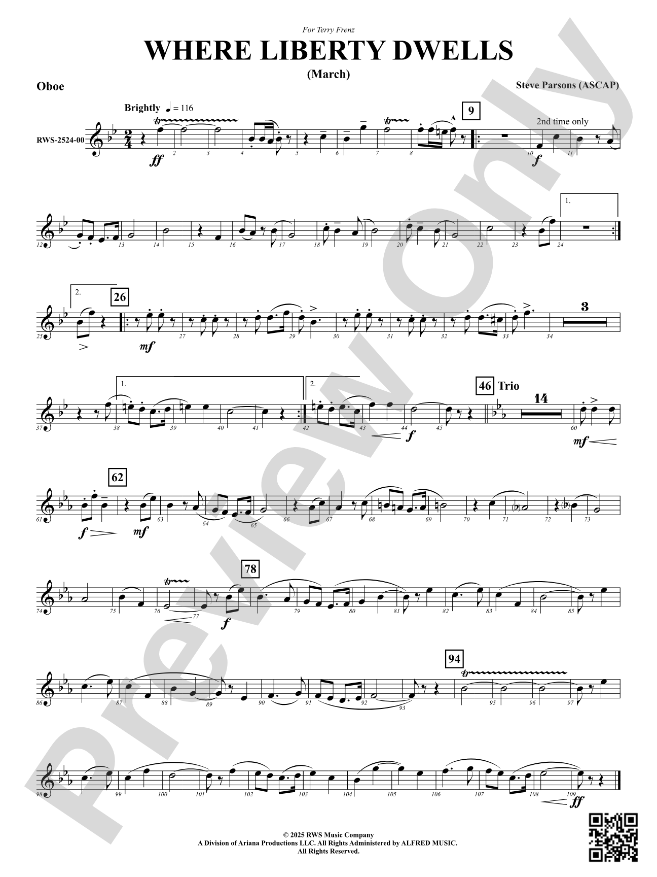 Where Liberty Dwells (March): Oboe