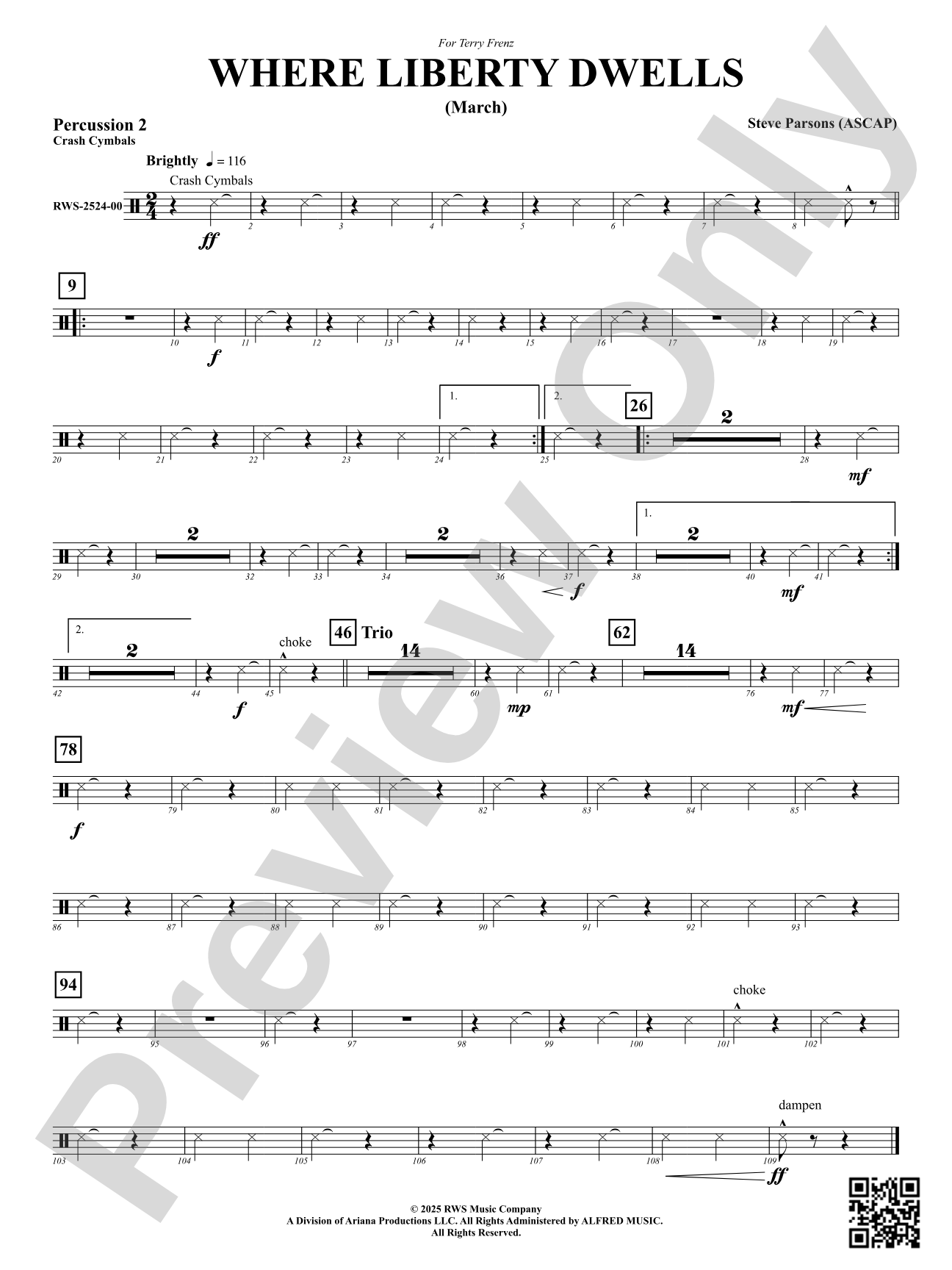 Where Liberty Dwells (March): 2nd Percussion
