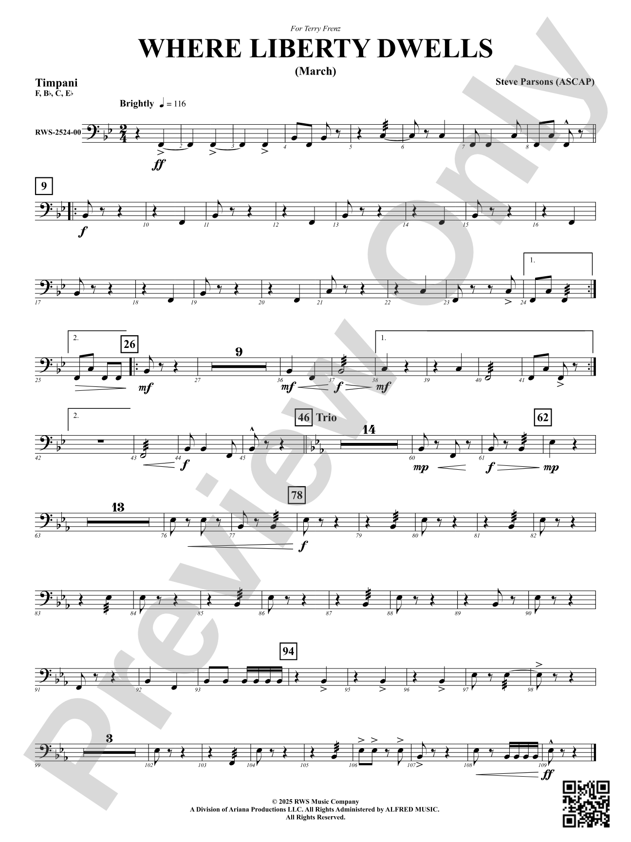 Where Liberty Dwells (March): Timpani