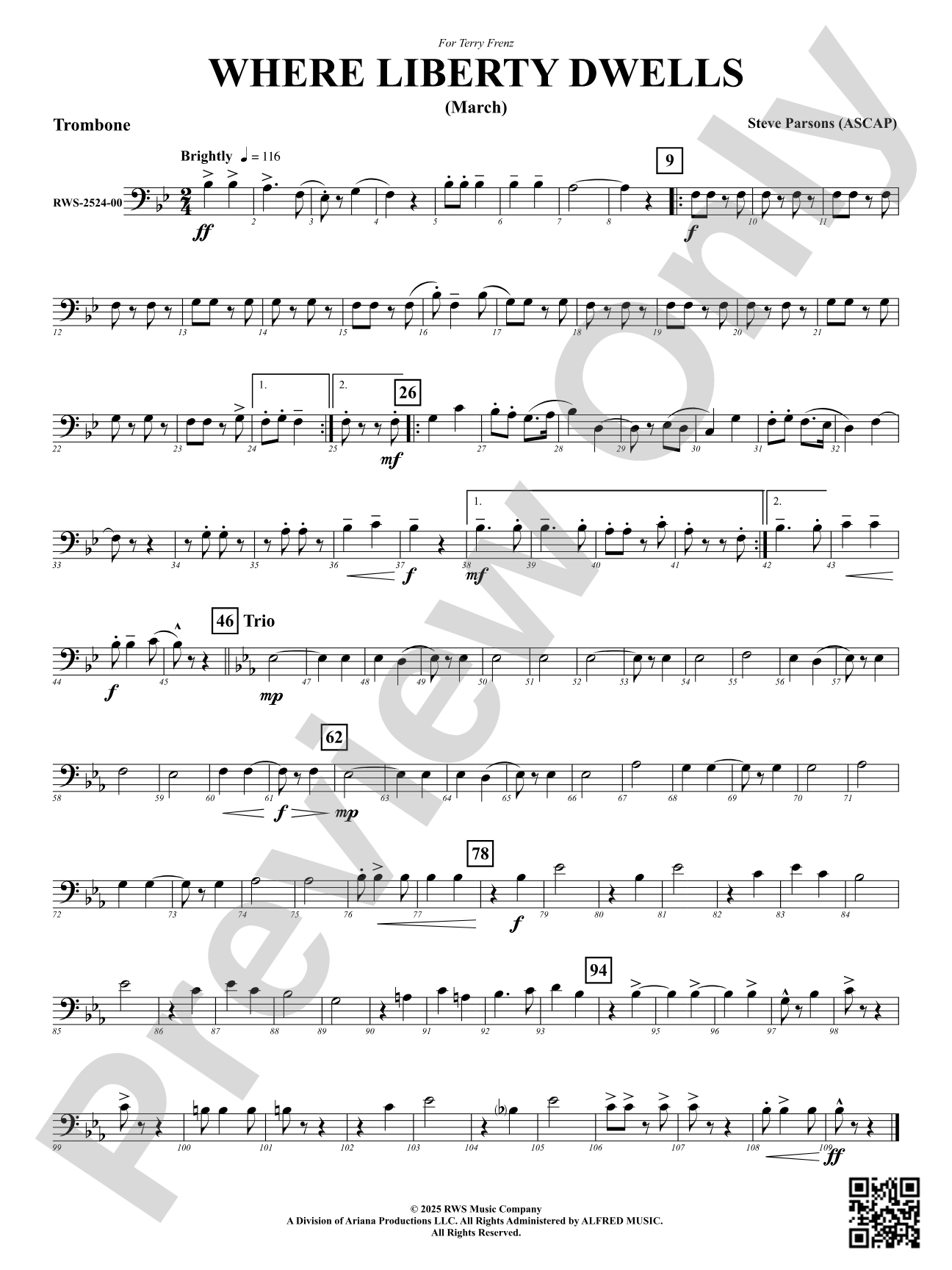 Where Liberty Dwells (March): Trombone