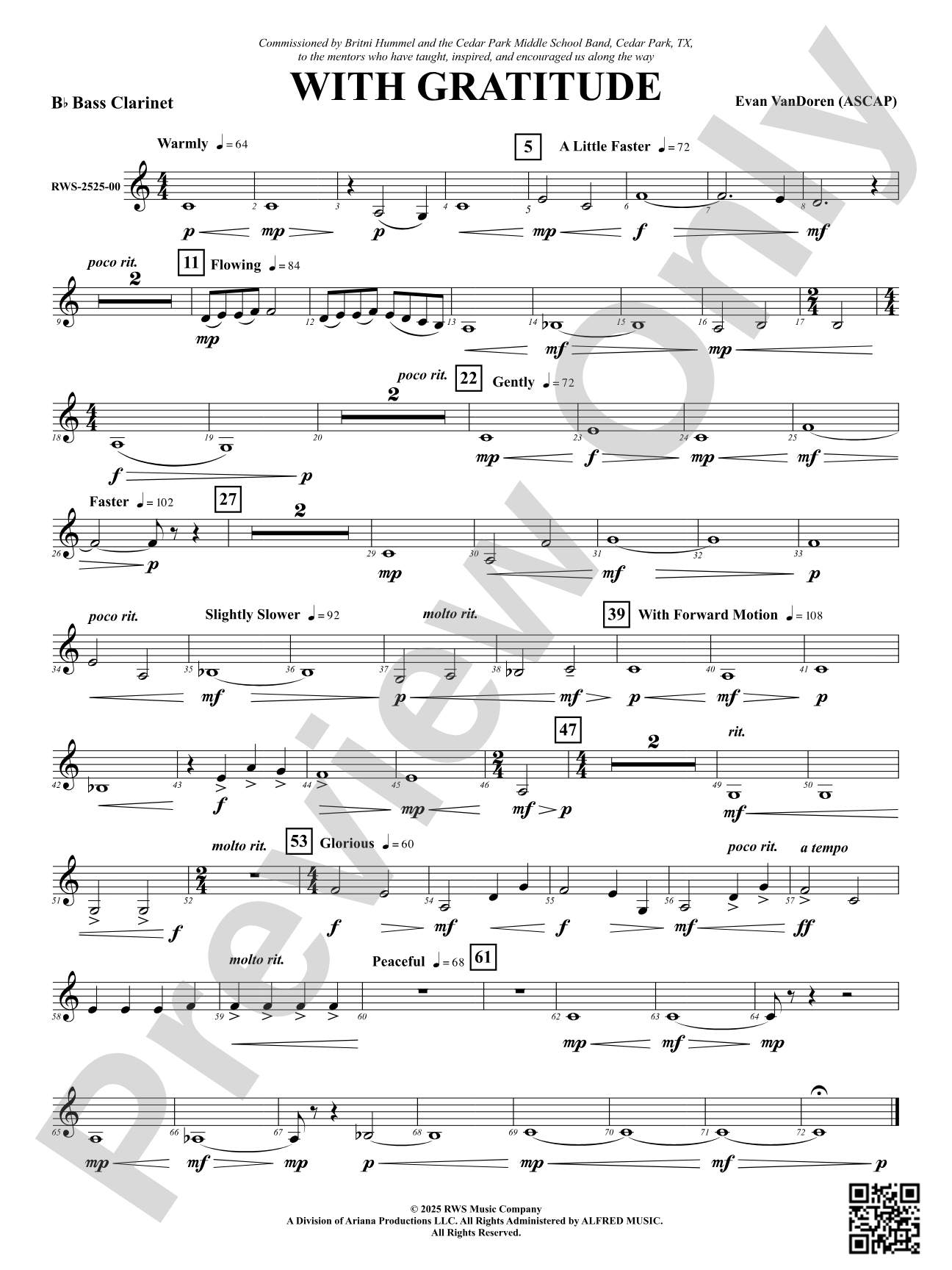 With Gratitude: B-flat Bass Clarinet
