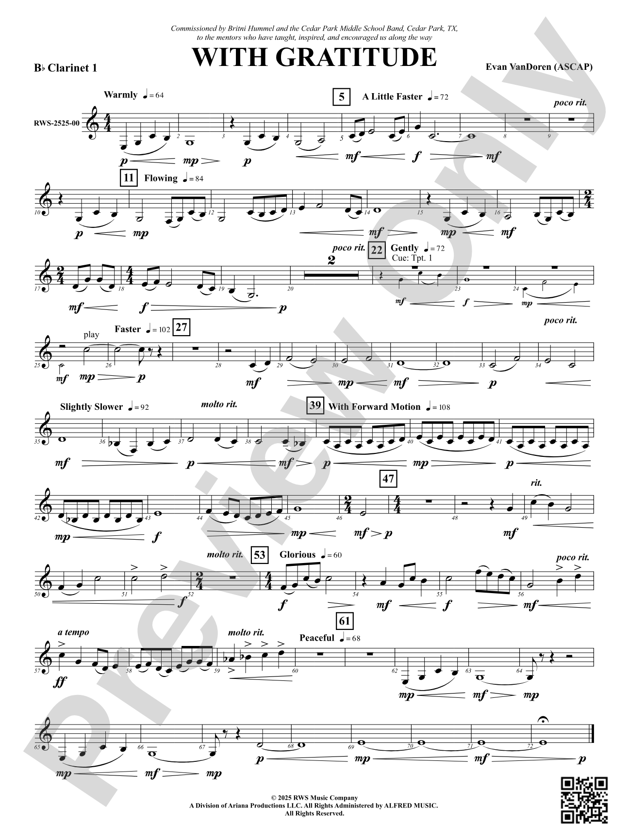With Gratitude: 1st B-flat Clarinet