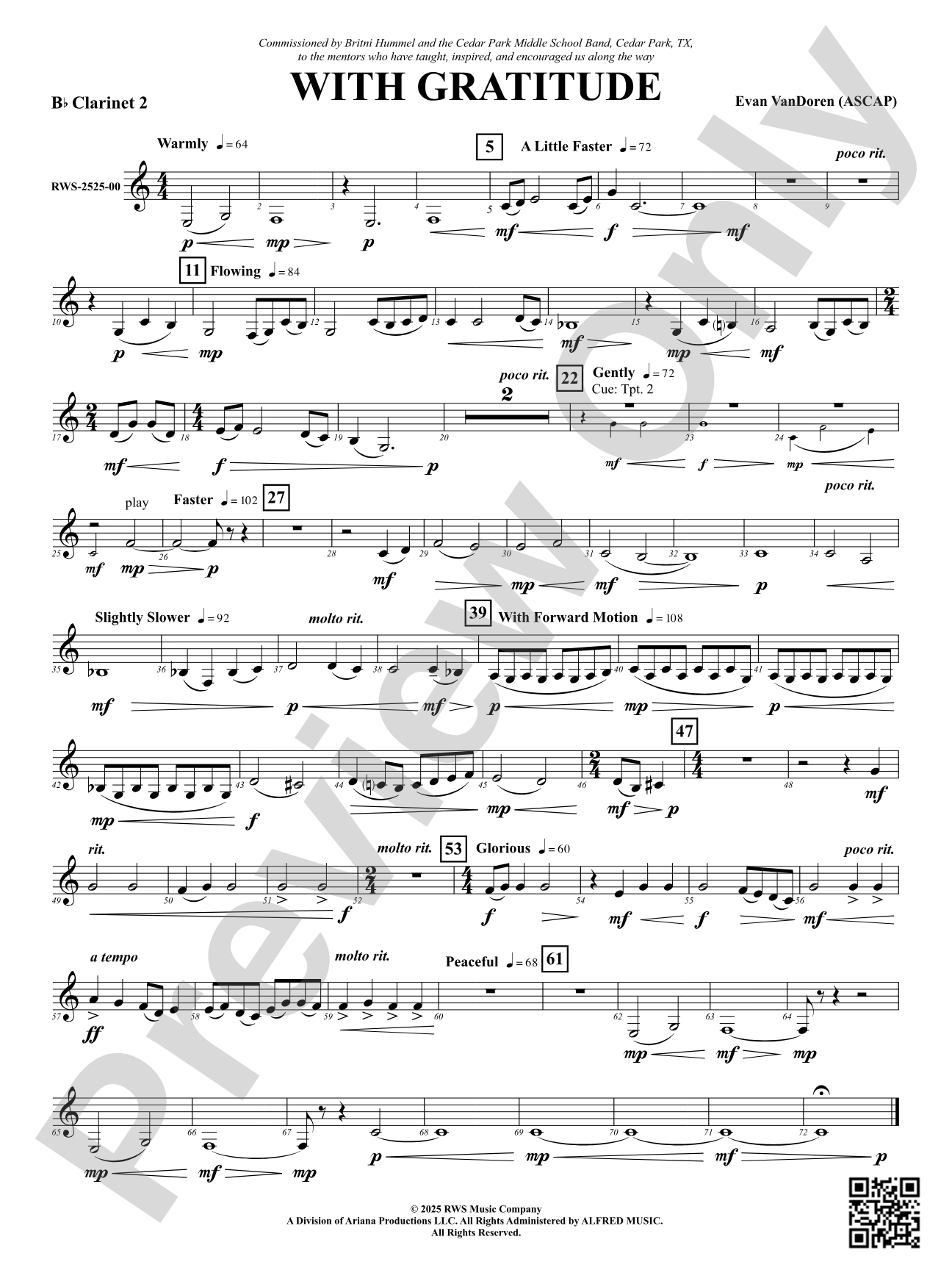 With Gratitude: 2nd B-flat Clarinet