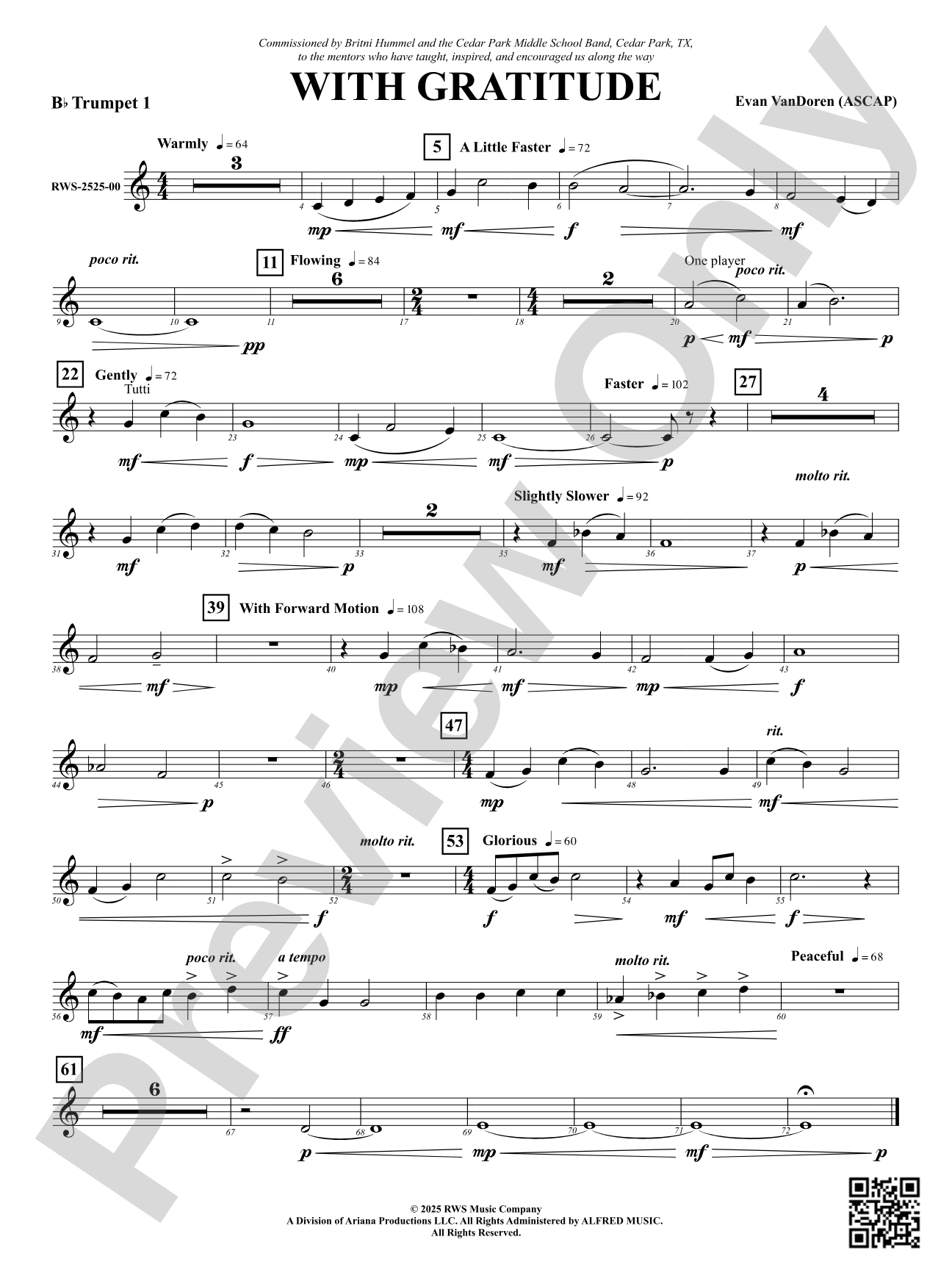 With Gratitude: 1st B-flat Trumpet