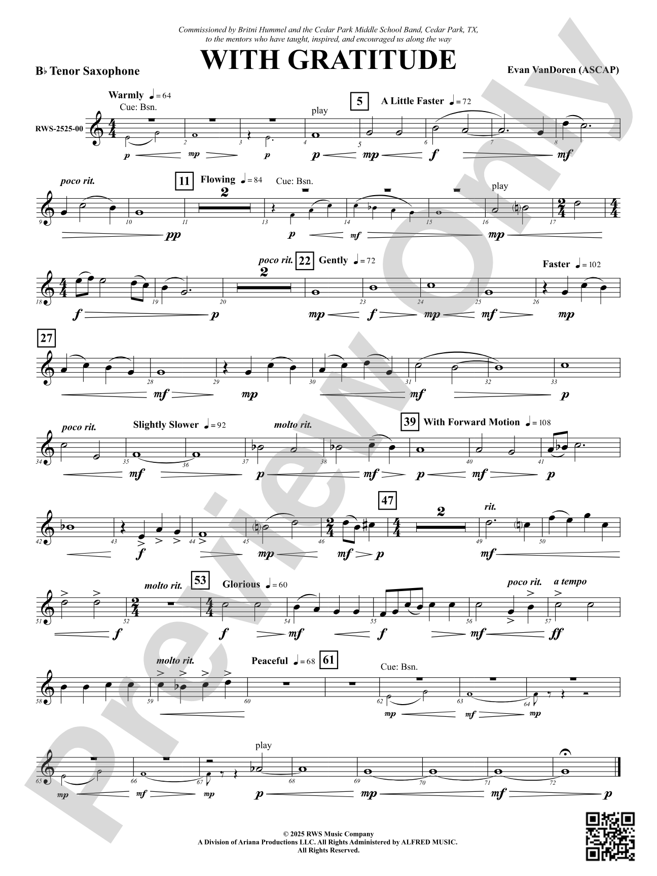 With Gratitude: B-flat Tenor Saxophone