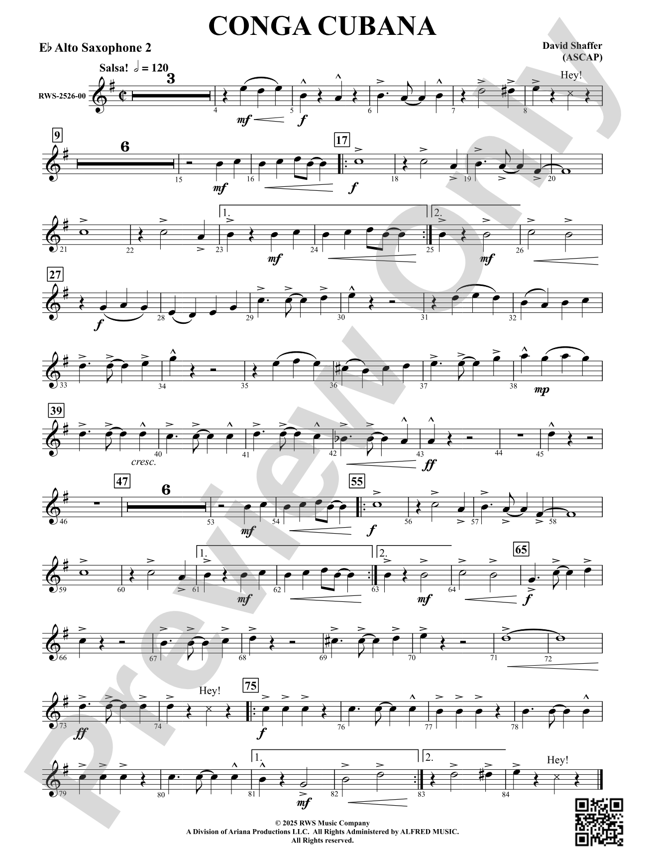 Conga Cubana: 2nd E-flat Alto Saxophone