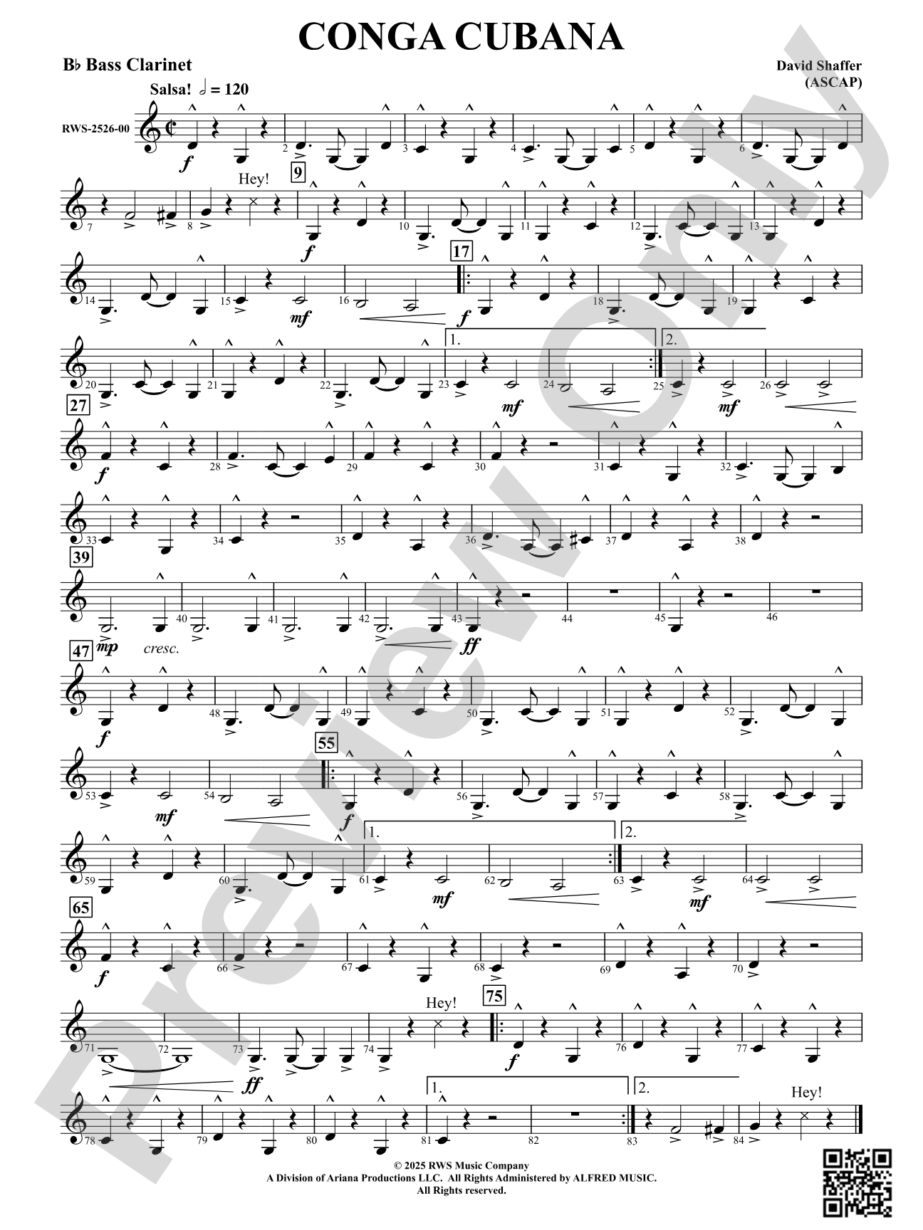 Conga Cubana: B-flat Bass Clarinet