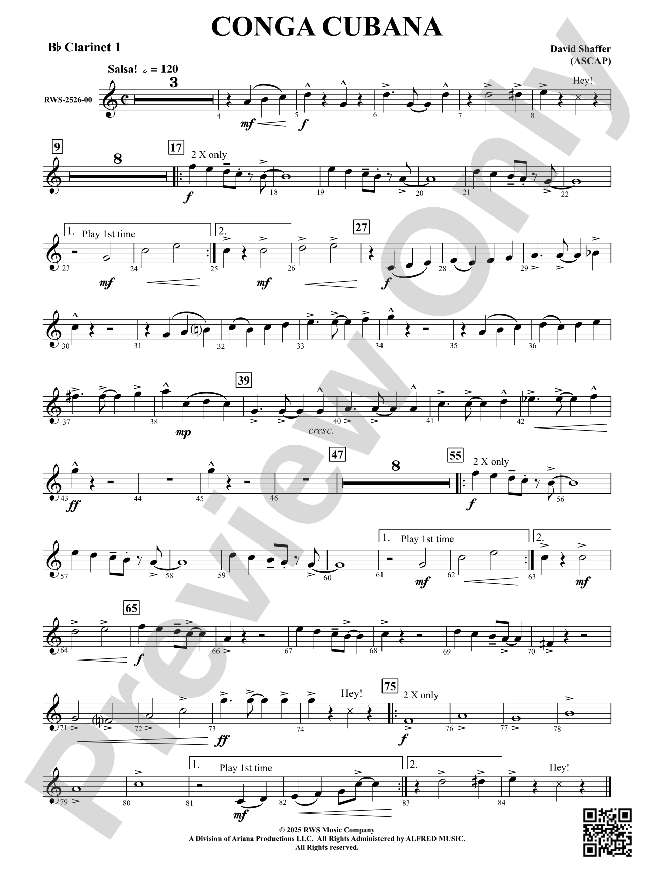 Conga Cubana: 1st B-flat Clarinet