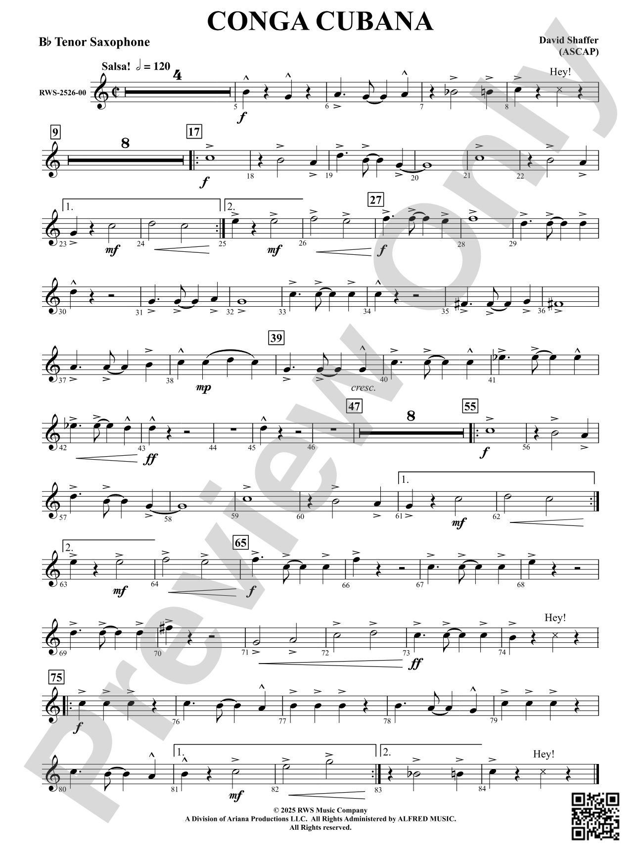 Conga Cubana: B-flat Tenor Saxophone