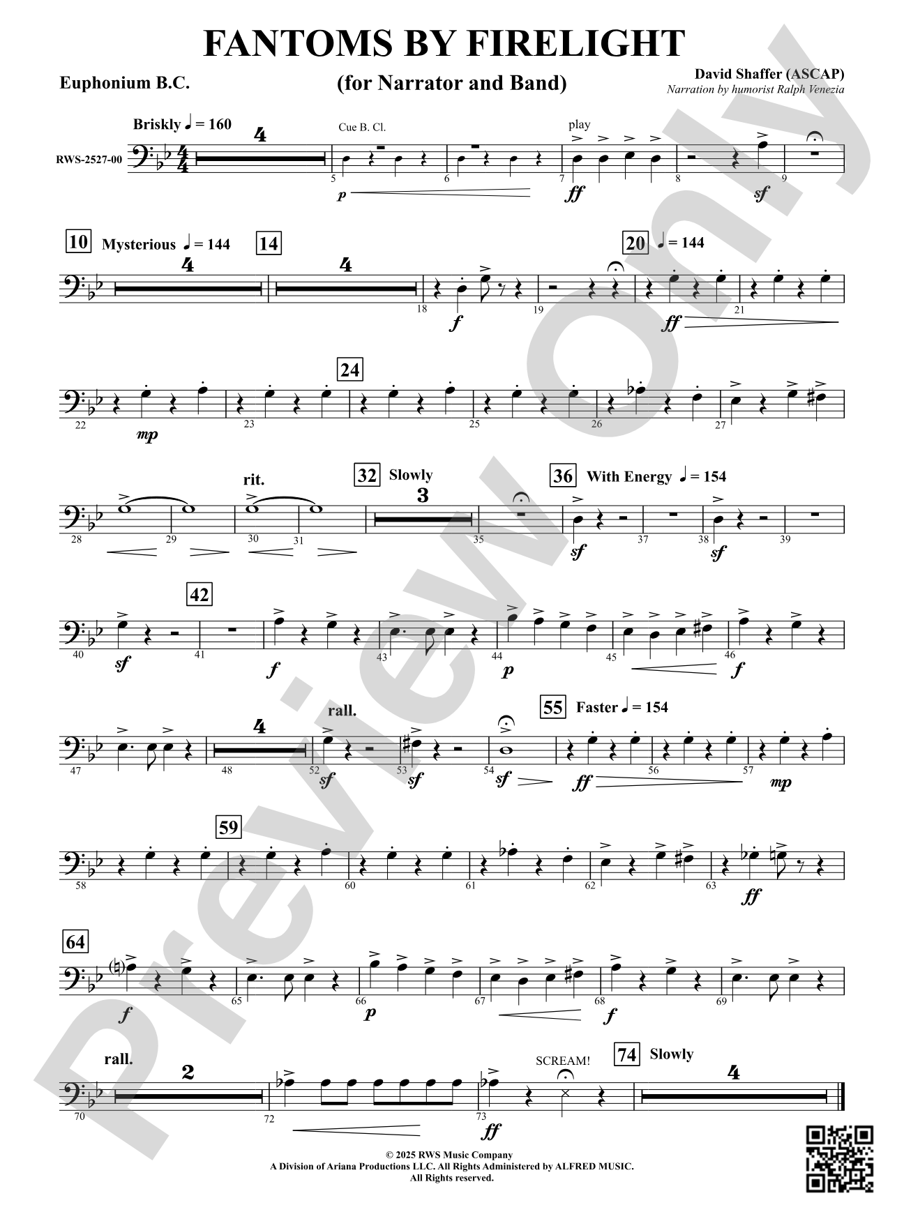 Fantoms By Firelight (for Narrator and Band): Euphonium B.C.