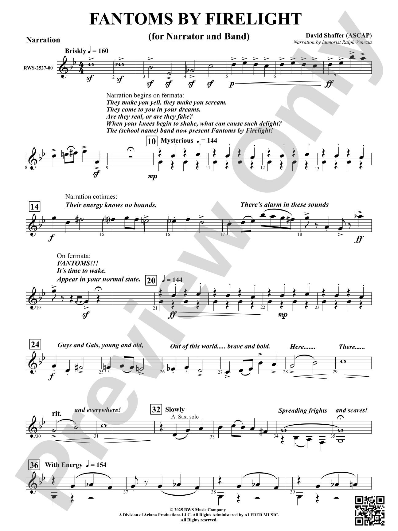 Fantoms By Firelight (for Narrator and Band): Narrator