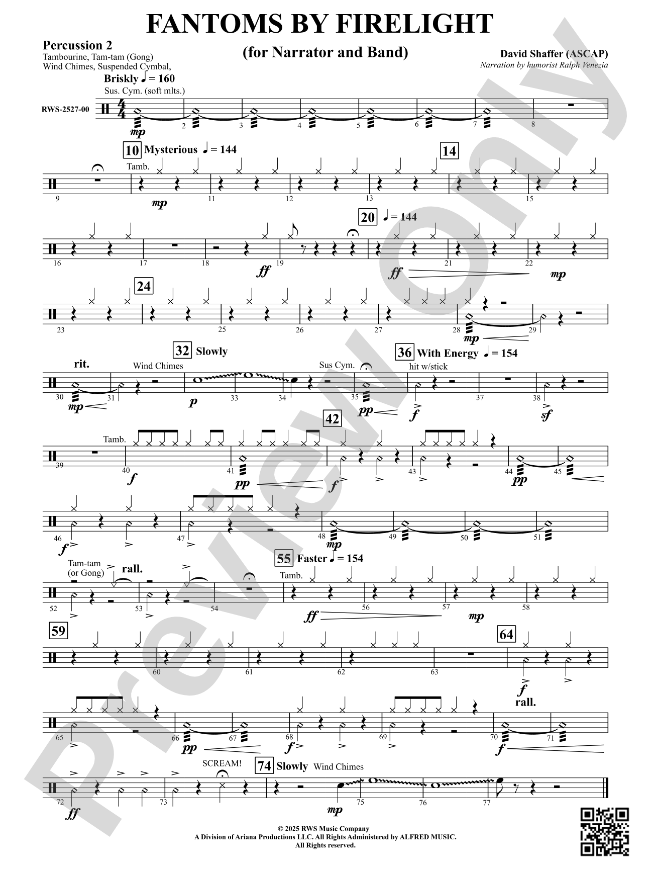 Fantoms By Firelight (for Narrator and Band): 2nd Percussion