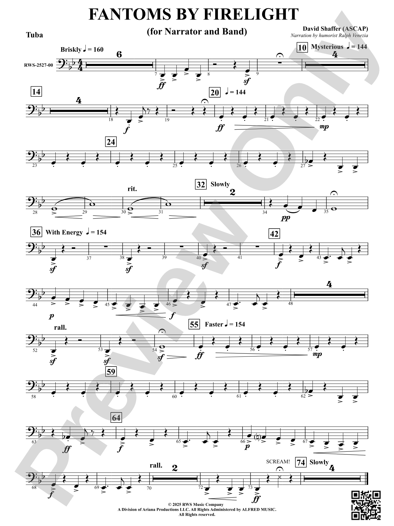 Fantoms By Firelight (for Narrator and Band): Tuba