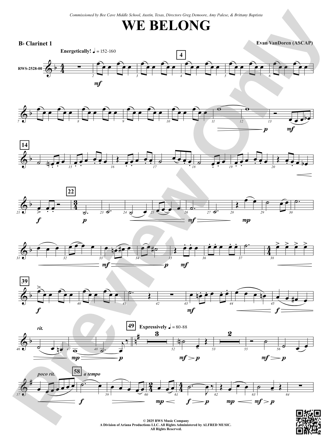 We Belong: 1st B-flat Clarinet