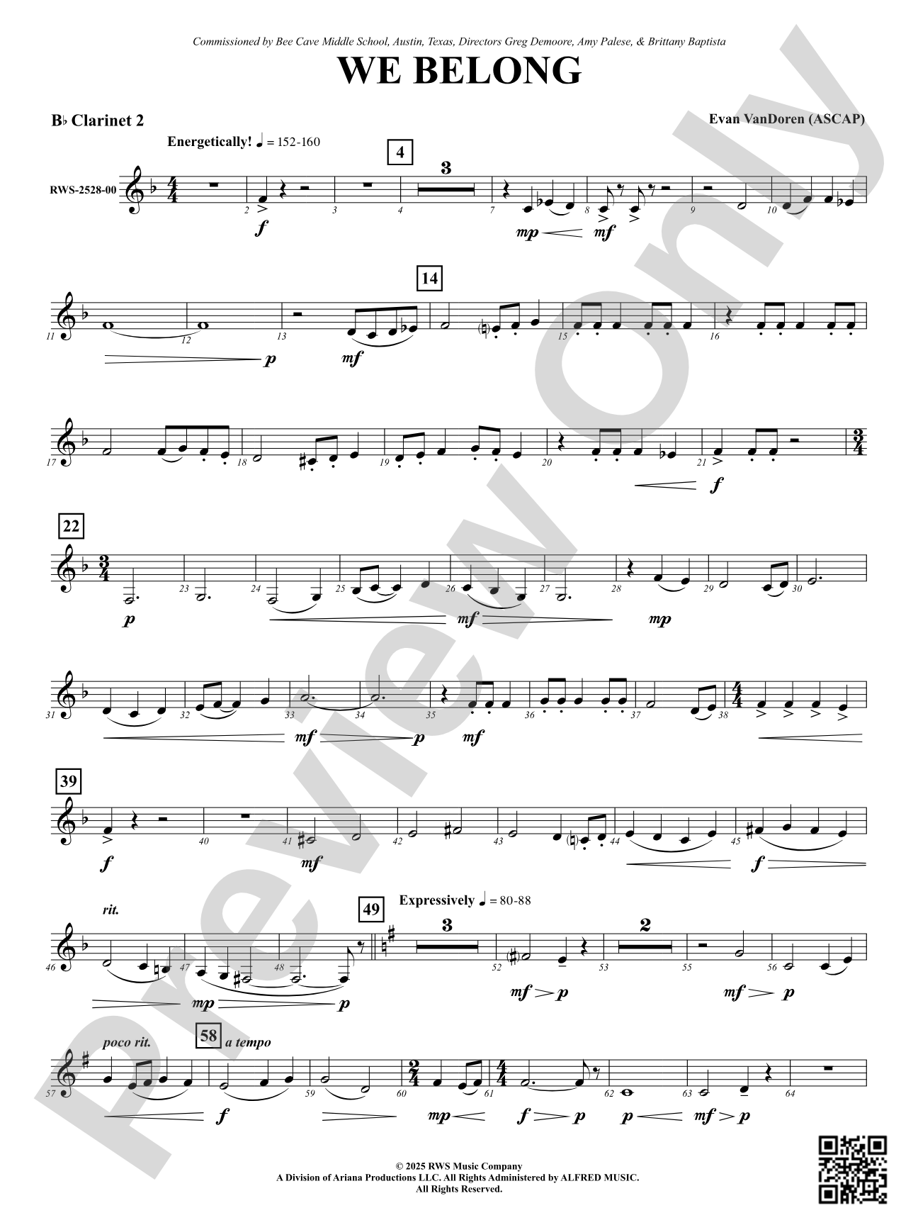 We Belong: 2nd B-flat Clarinet